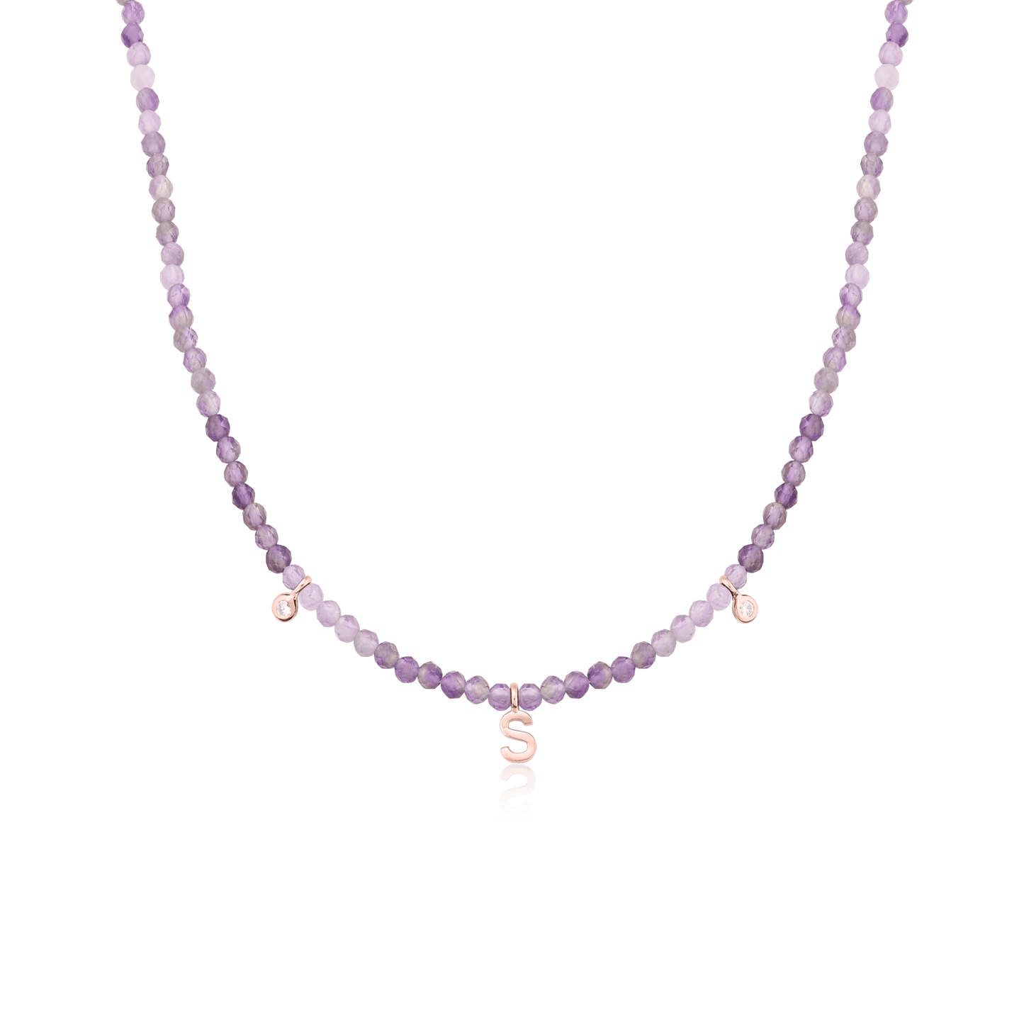 Alexis Necklace - 18K Rose Vermeil Necklaces Gold Vermeil Natural Purple Amethyst