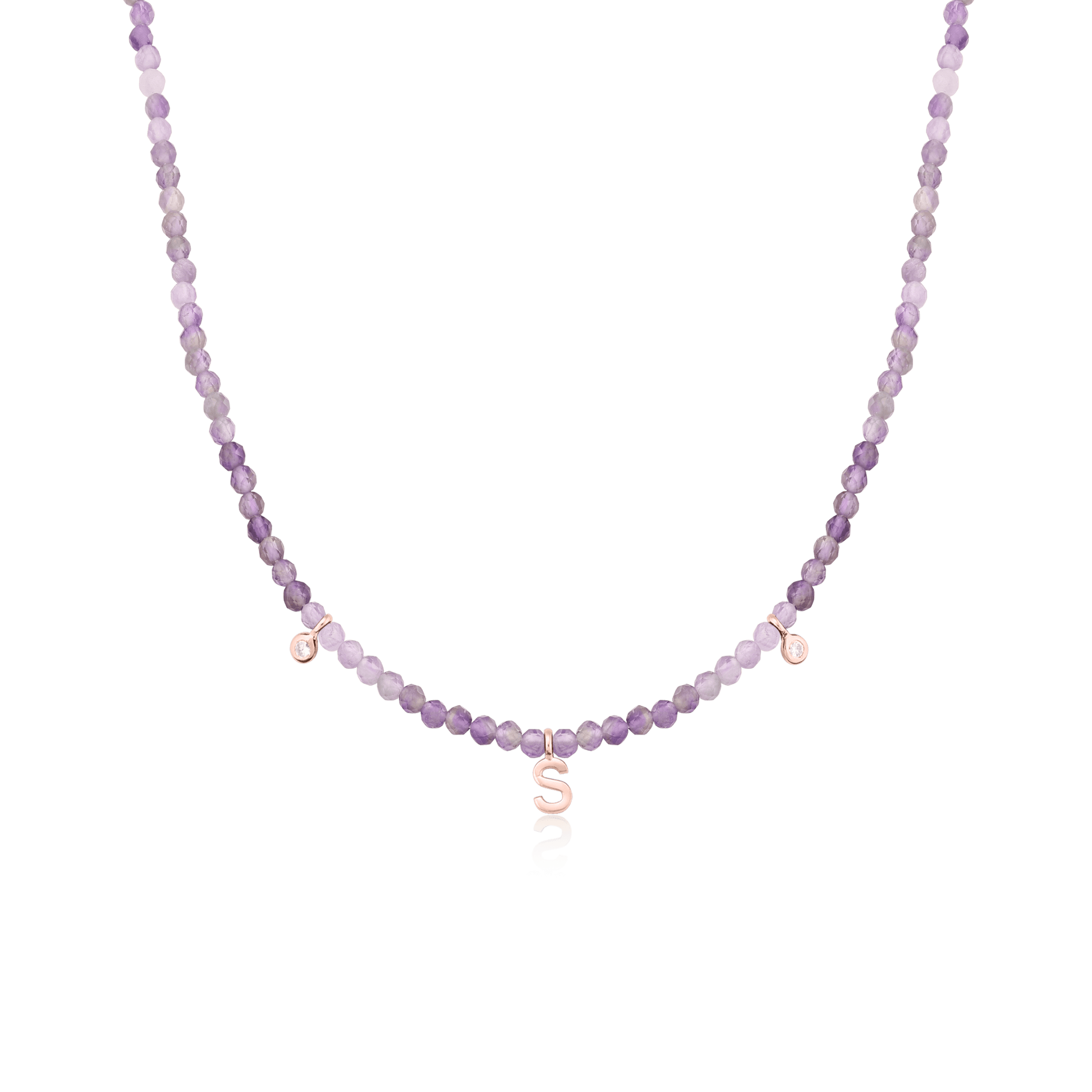 Alexis Necklace - 18K Rose Vermeil Necklaces Gold Vermeil Natural Purple Amethyst