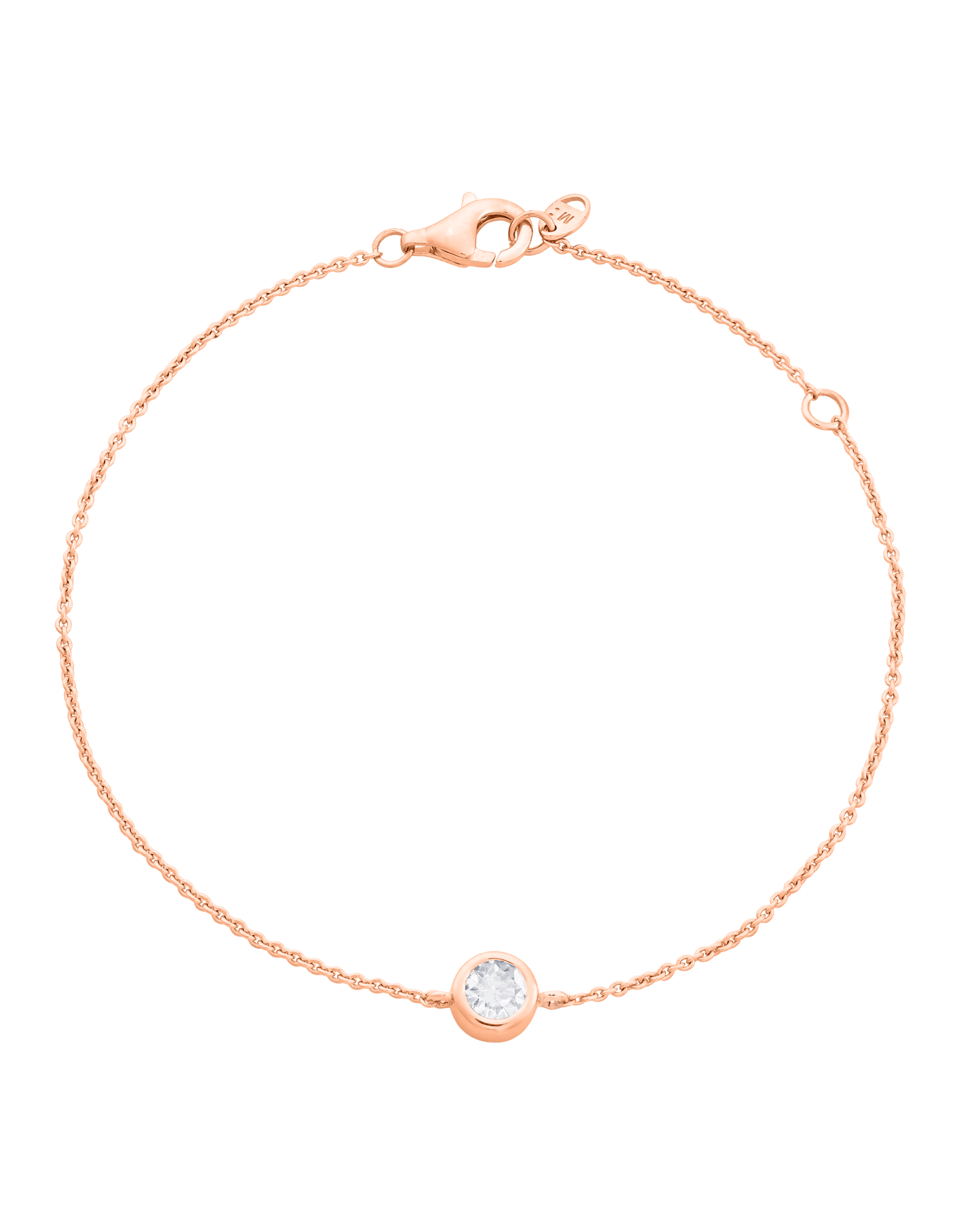 Round Solitaire Diamond Bracelet - 14K Rose Gold Bracelets magal-dev 0.10 CT 6"+1“ extender