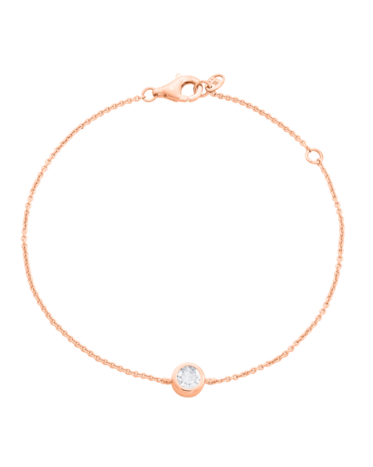 Round Solitaire Diamond Bracelet - 14K Rose Gold Bracelets magal-dev 0.10 CT 6"+1“ extender