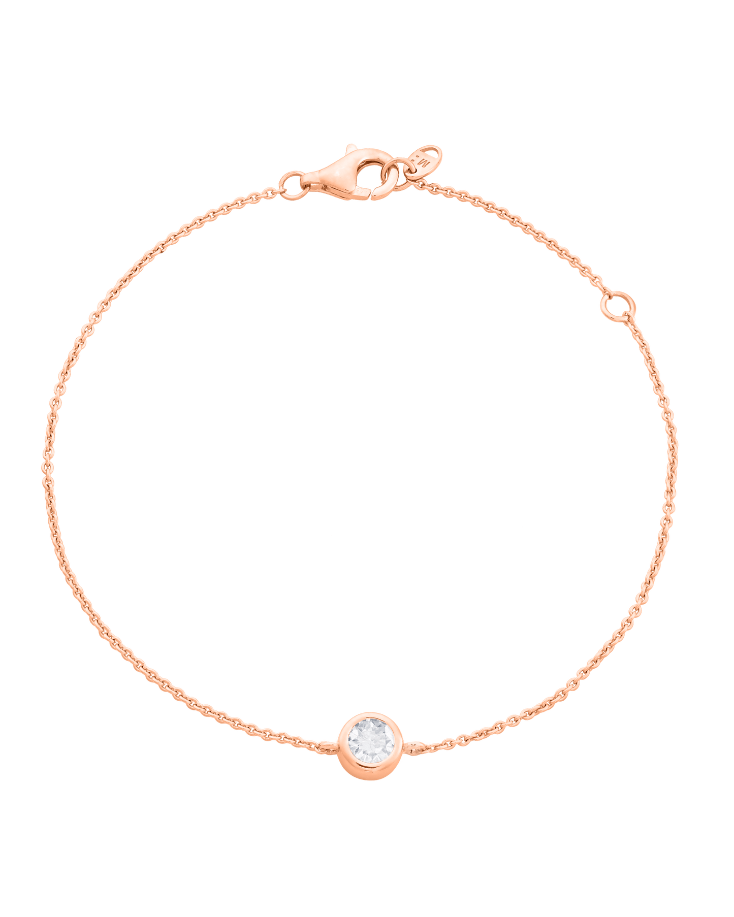 Round Solitaire Diamond Bracelet - 18K Rose Vermeil Bracelets magal-dev 0.10 CT 6"+1“ extender