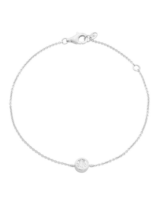Round Solitaire Diamond Bracelet - 925 Sterling Silver Bracelets magal-dev 0.10 CT 6"+1“ extender
