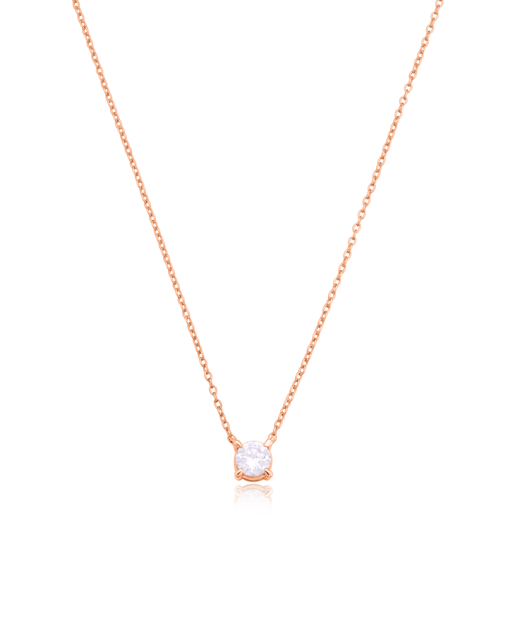 Round Solitaire Diamond Necklace - 14K Yellow Gold Necklaces magal-dev