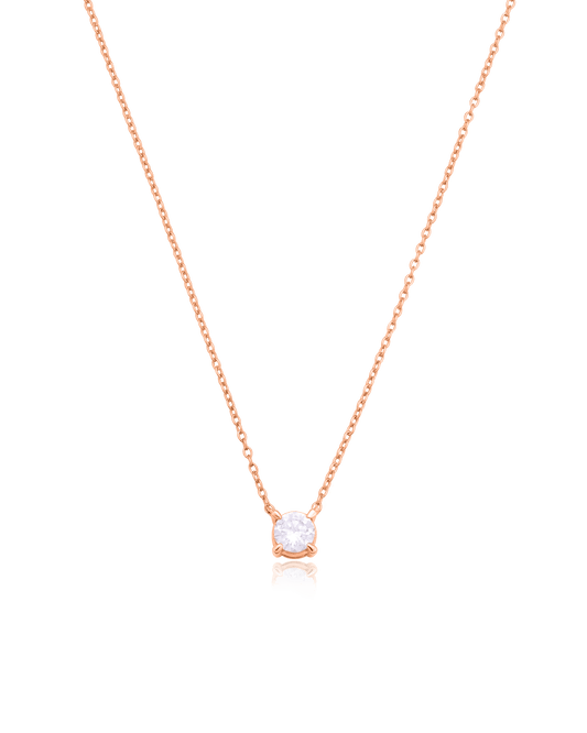 Round Solitaire Diamond Necklace - 18K Rose Vermeil Necklaces magal-dev 0.10 CT 16β