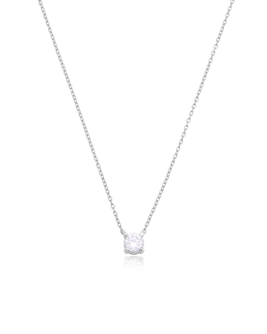 Round Solitaire Diamond Necklace - 14K White Gold Necklaces magal-dev 0.10 CT 16”