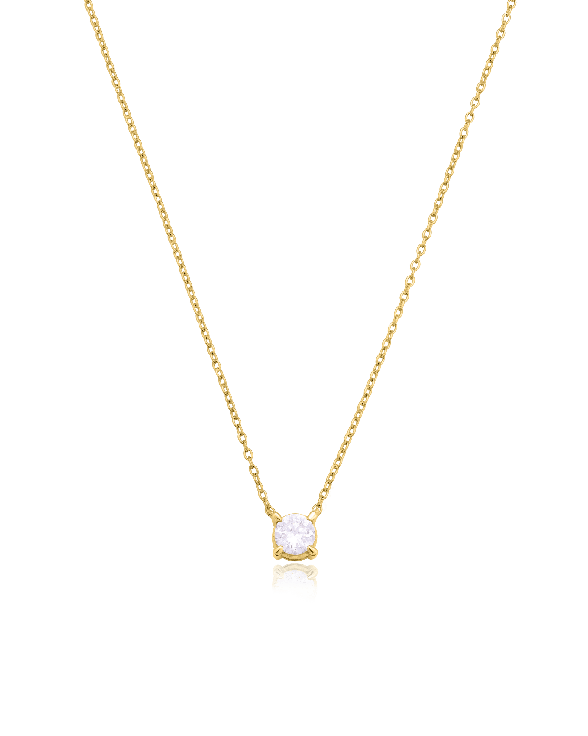 Round Solitaire Diamond Necklace - 18K Gold Vermeil Necklaces magal-dev 0.10 CT 16”