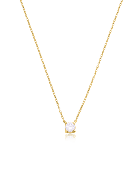 Round Solitaire Diamond Necklace - 18K Gold Vermeil Necklaces magal-dev 0.10 CT 16”
