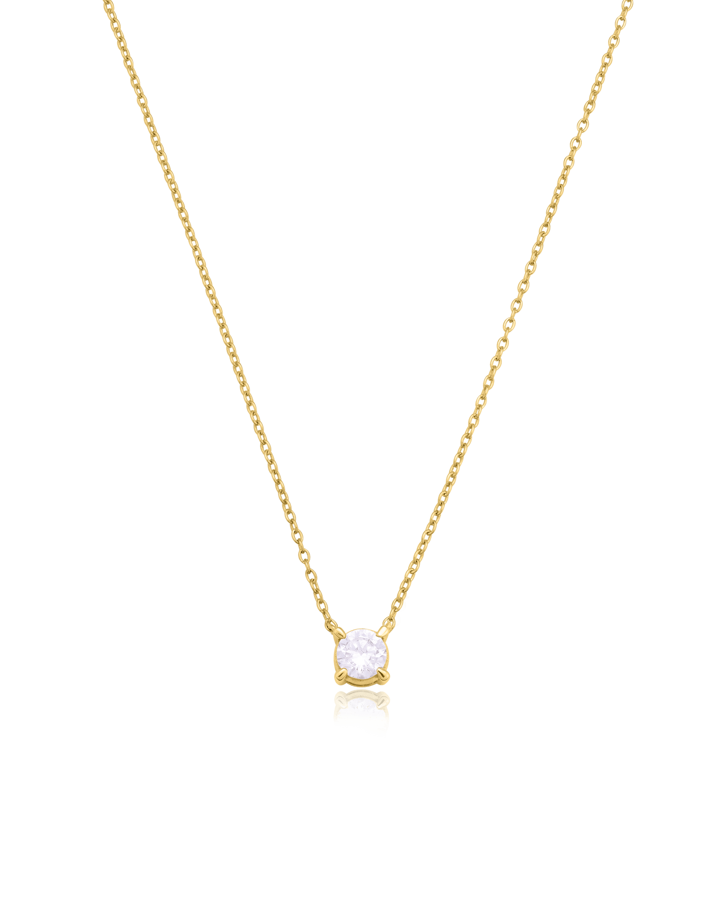 Round Solitaire Diamond Necklace - 14K Yellow Gold Necklaces magal-dev 0.10 CT 16”
