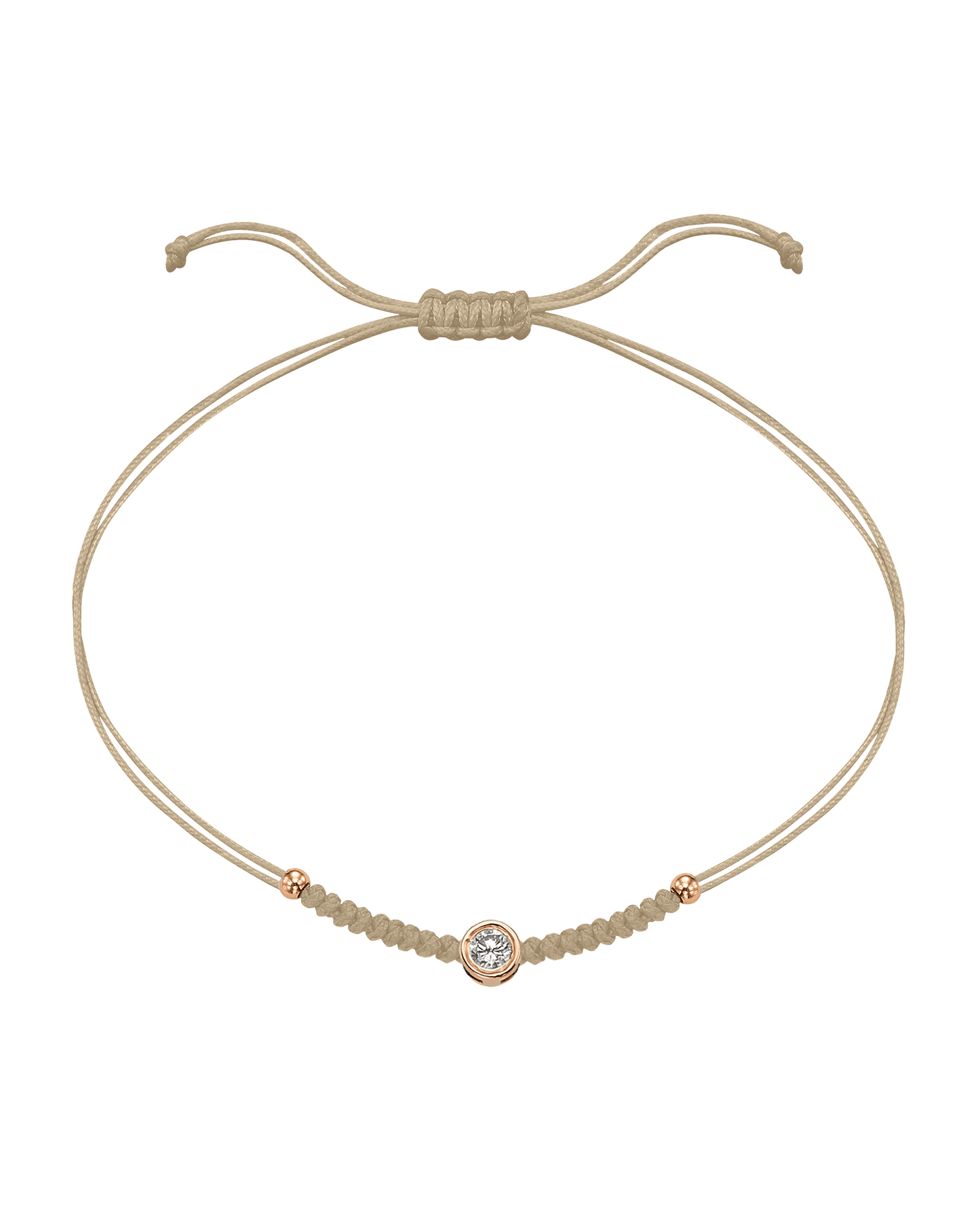Solid Gold Sphere String of Love - 14K Rose Gold Bracelet 14K Solid Gold Beige Large: 0.1ct