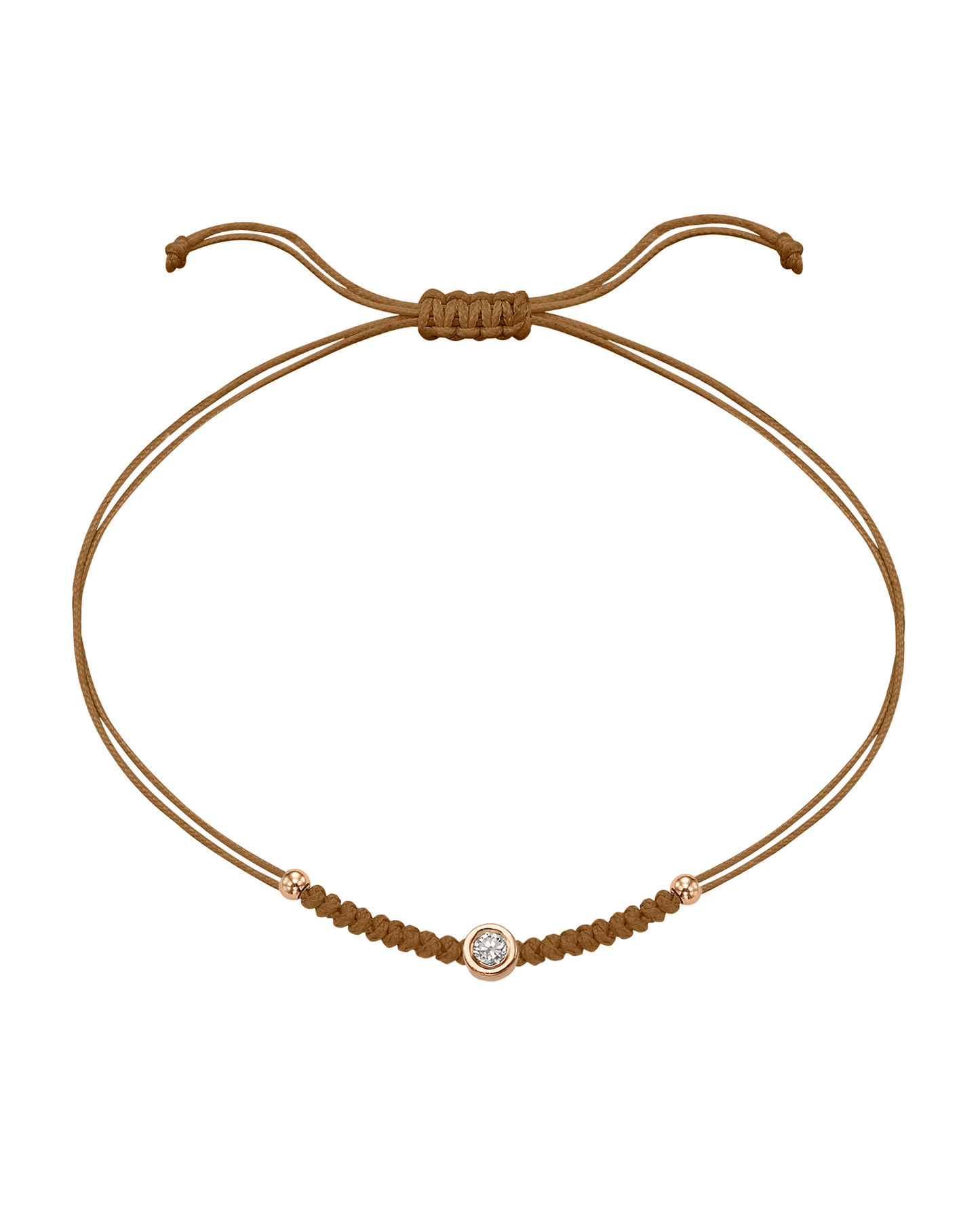 Solid Gold Sphere String of Love - 14K Rose Gold Bracelet 14K Solid Gold Camel Medium: 0.04ct