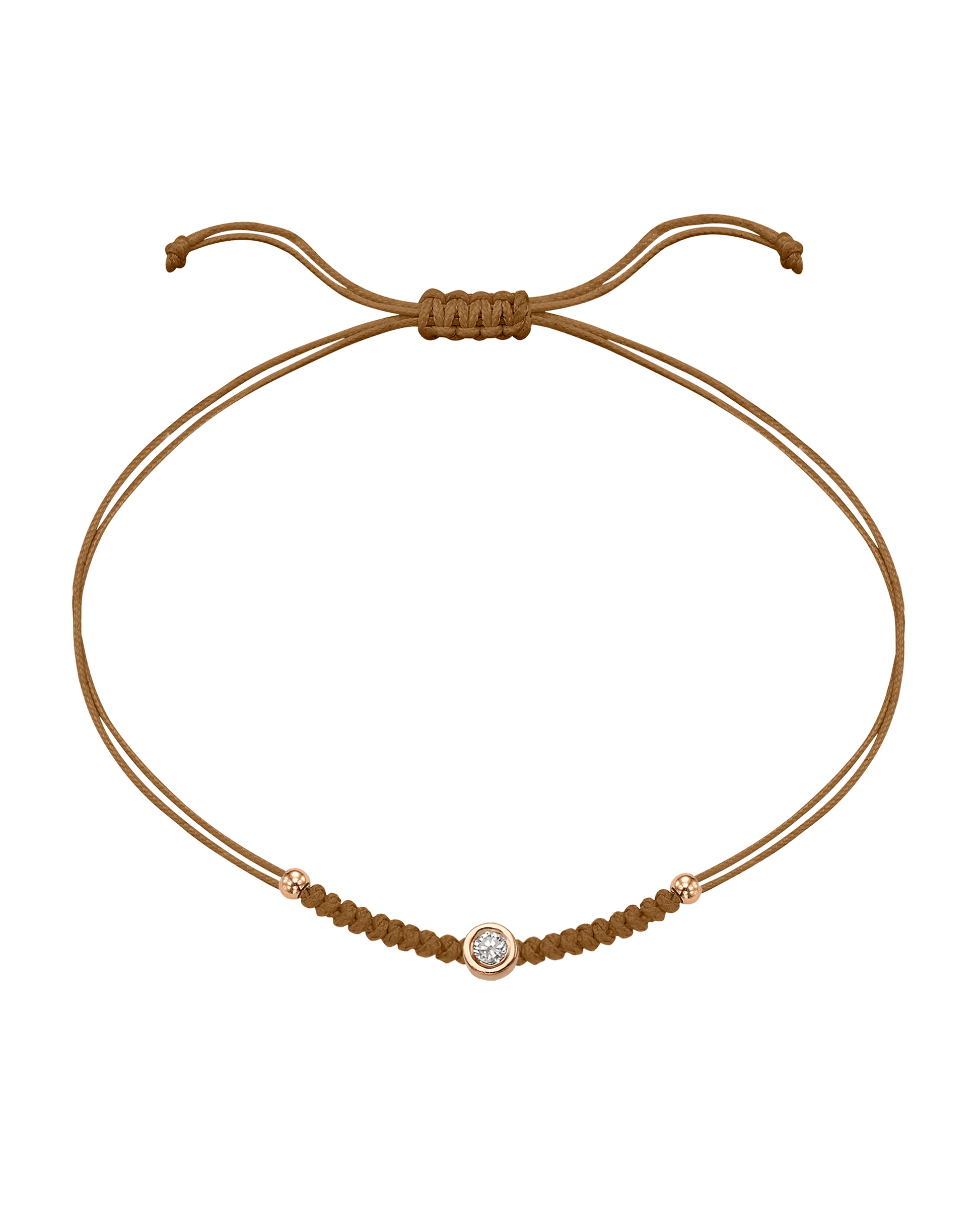 Solid Gold Sphere String of Love - 14K Rose Gold Bracelet 14K Solid Gold Camel Medium: 0.04ct