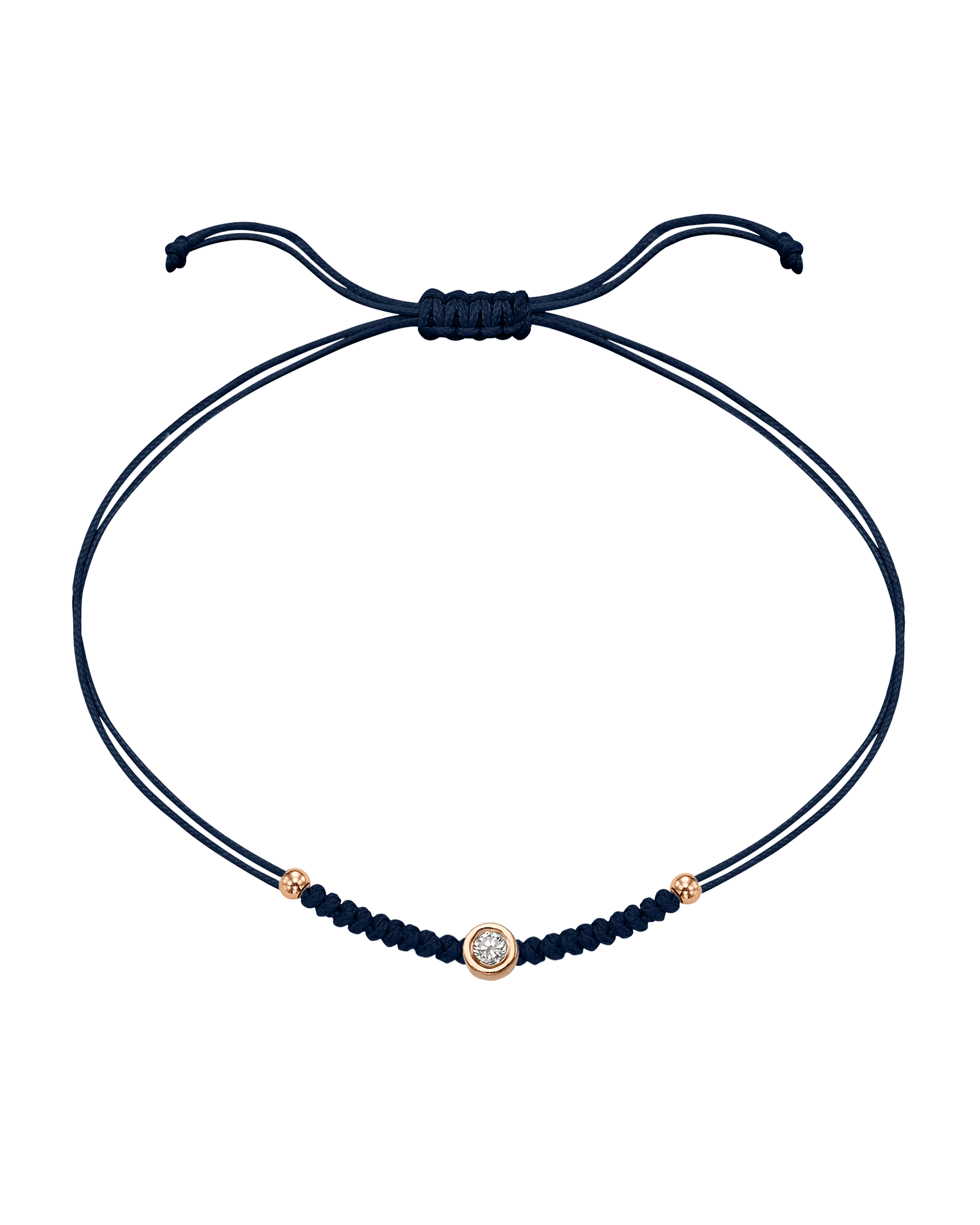 Solid Gold Sphere String of Love - 14K Rose Gold Bracelet 14K Solid Gold Navy Blue Medium: 0.04ct