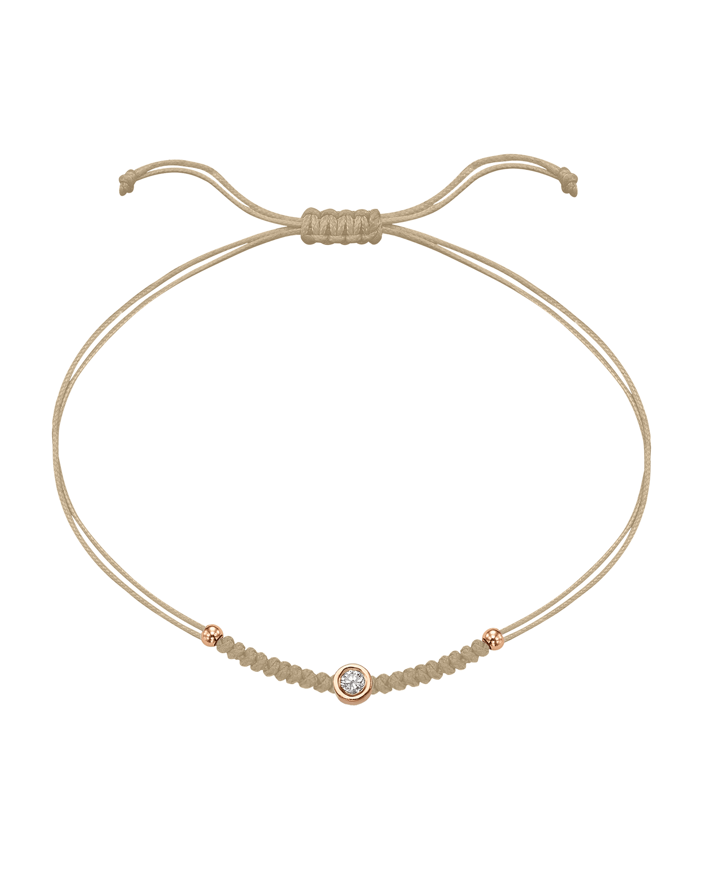 Solid Gold Sphere String of Love - 14K Rose Gold Bracelet 14K Solid Gold Beige Medium: 0.04ct