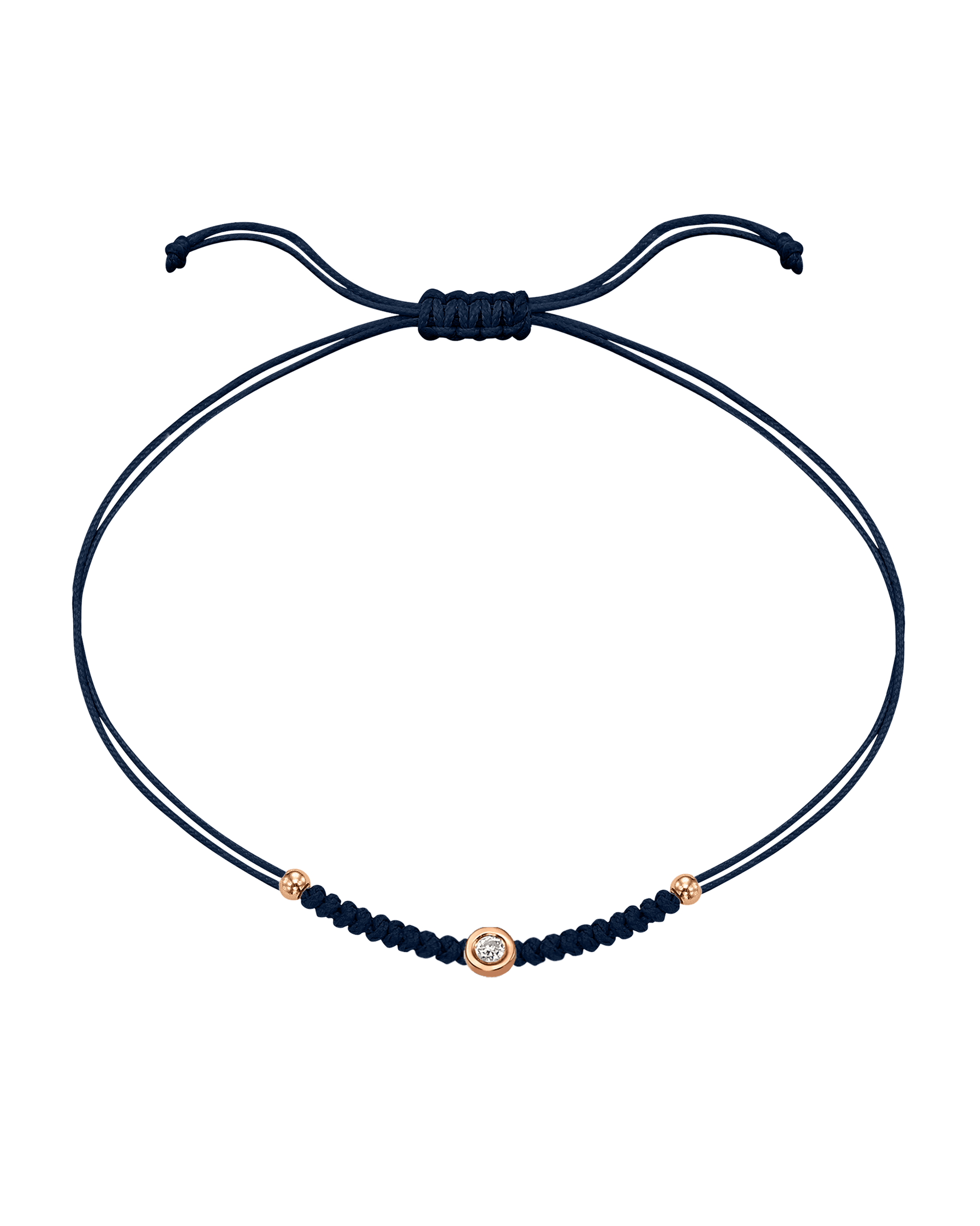 Solid Gold Sphere String of Love - 14K Rose Gold Bracelet 14K Solid Gold Navy Blue Small: 0.03ct