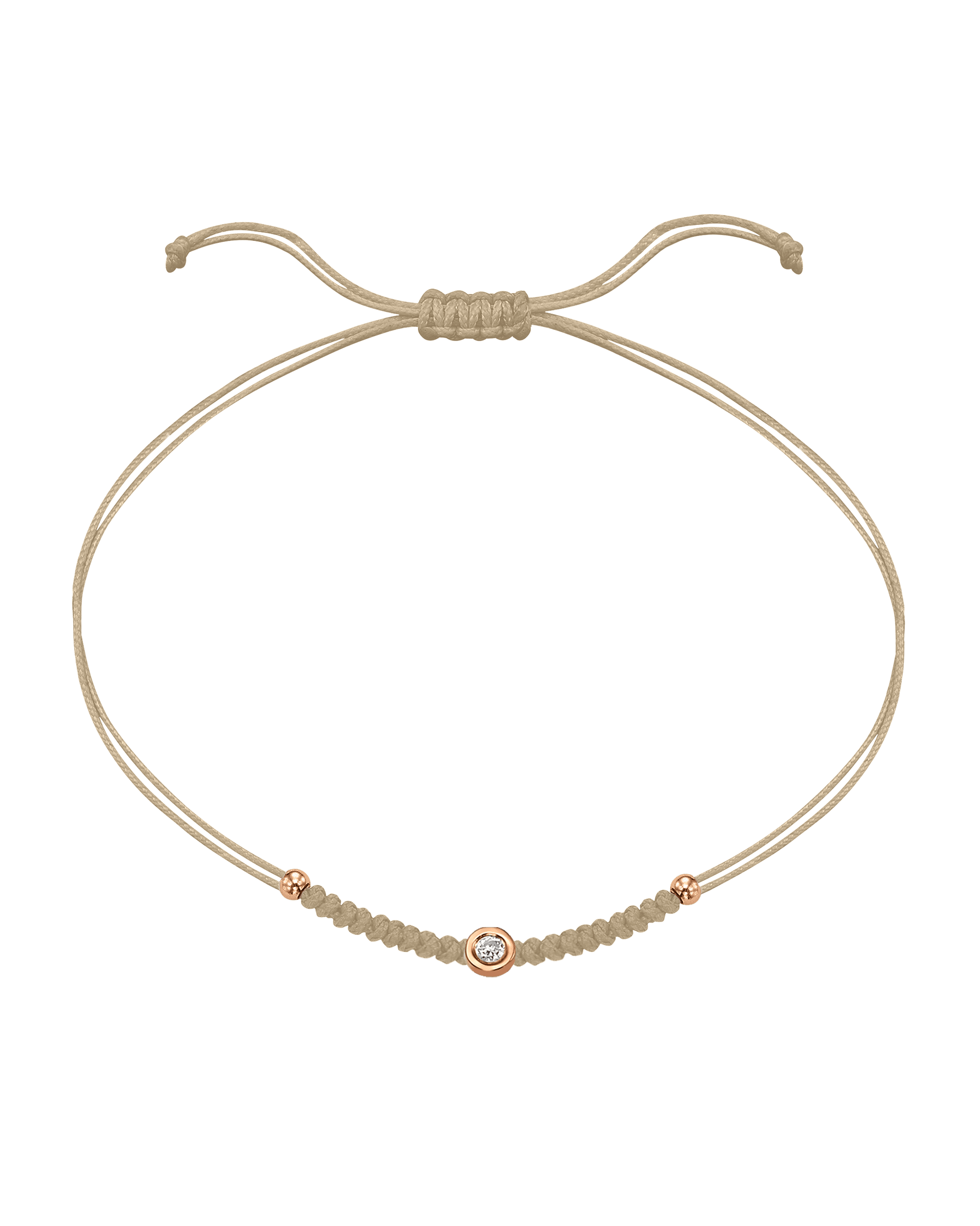 Solid Gold Sphere String of Love - 14K Rose Gold Bracelet 14K Solid Gold Beige Small: 0.03ct