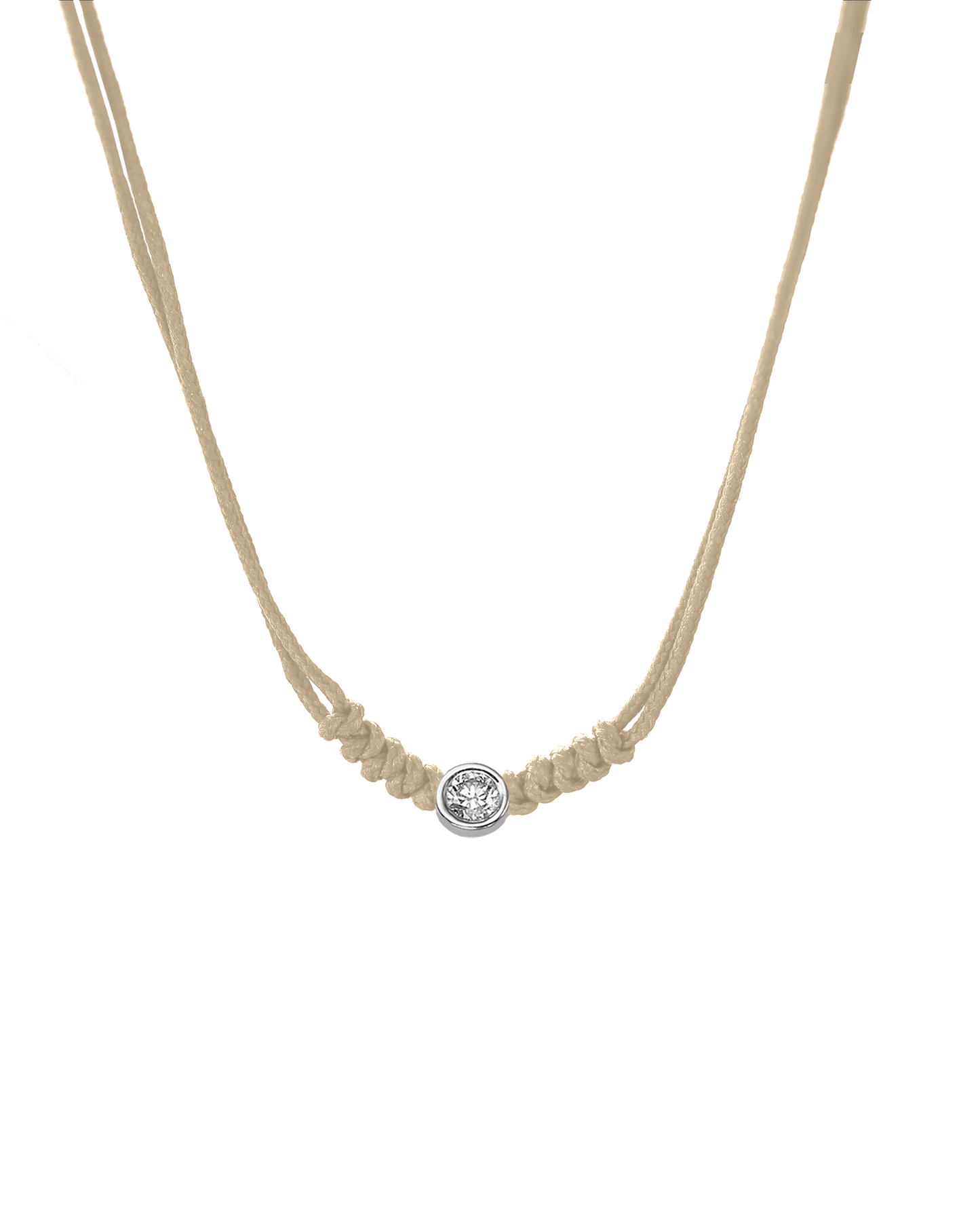 The String of Love Necklace - 14K White Gold Necklaces 14K Solid Gold Beige Large: 0.1ct