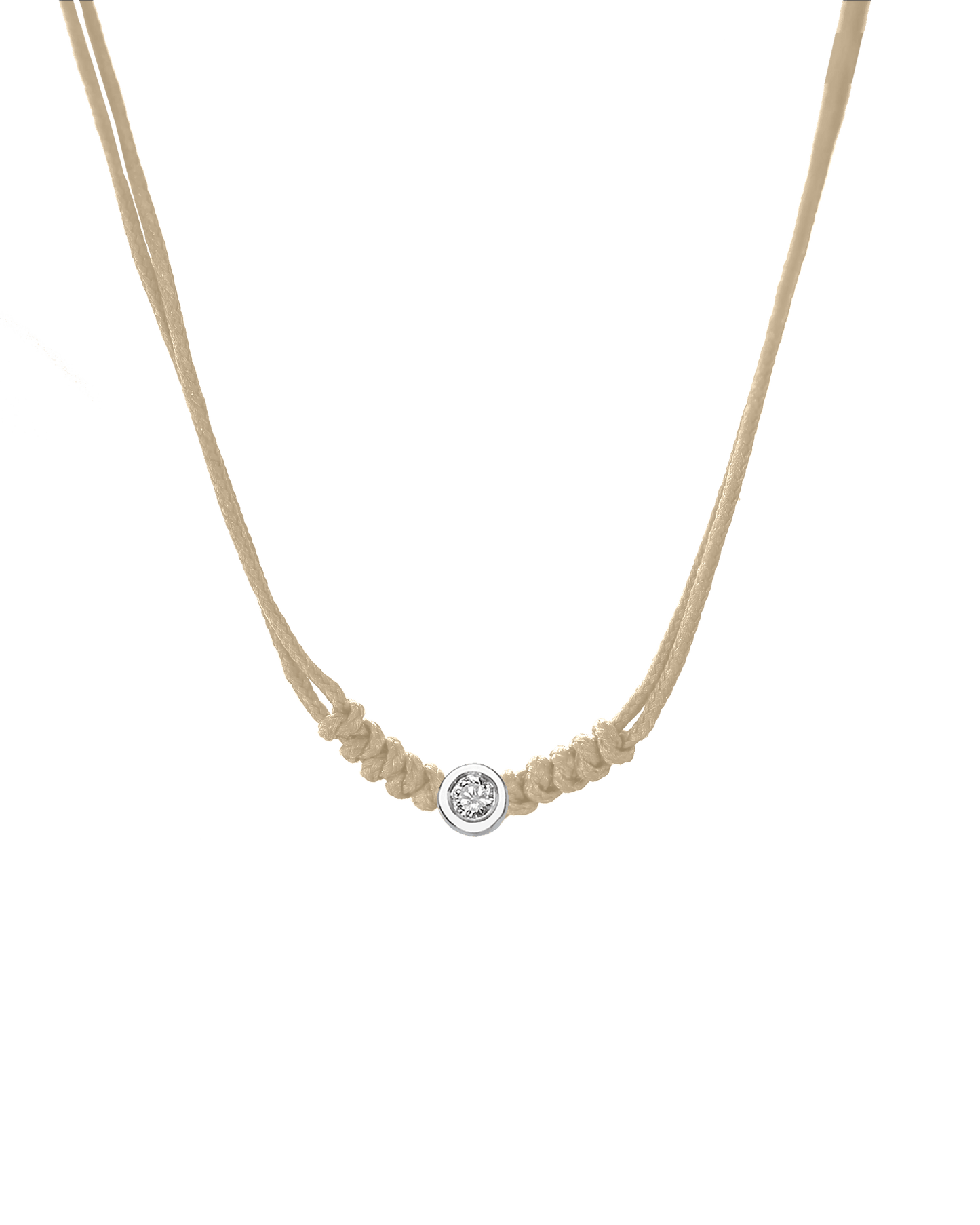 The String of Love Necklace - 14K White Gold Necklaces 14K Solid Gold Beige Medium: 0.04ct
