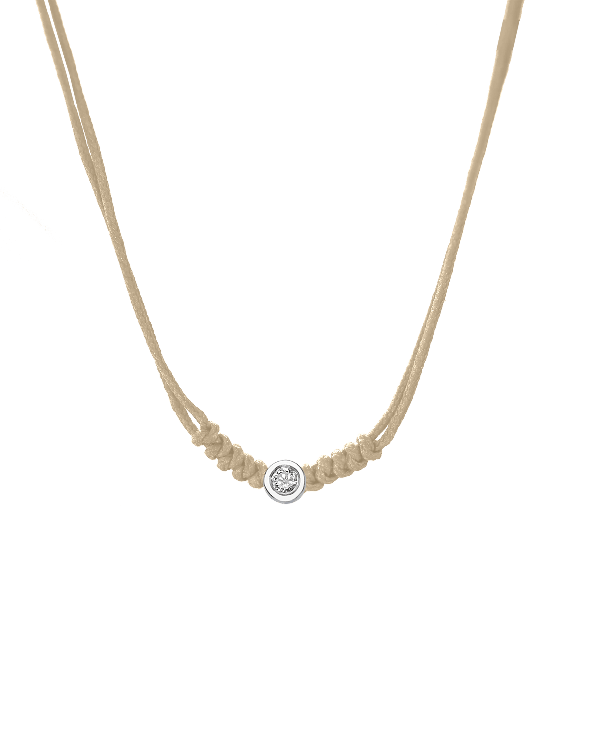 The String of Love Necklace - 14K White Gold Necklaces 14K Solid Gold Beige Medium: 0.04ct