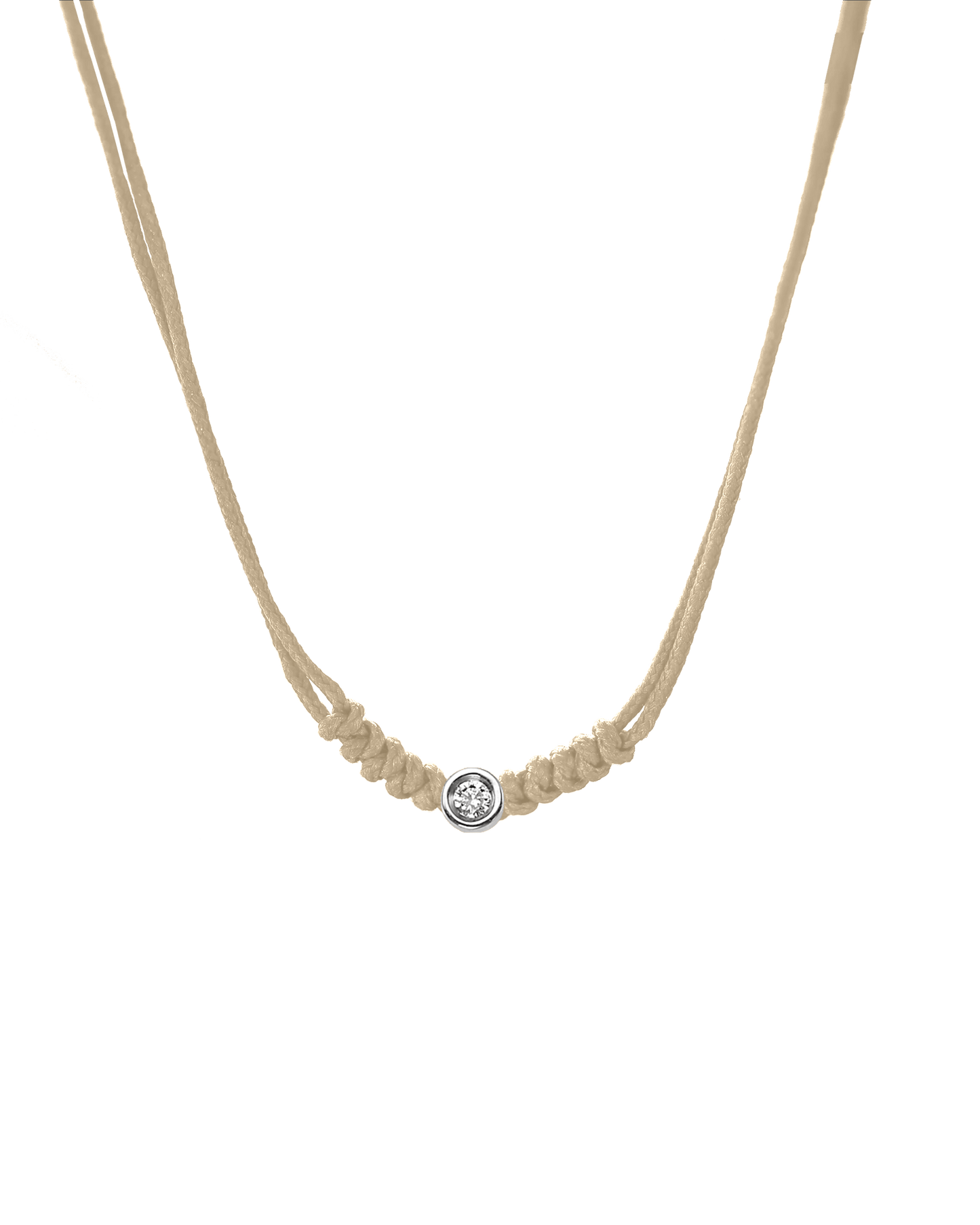 The String of Love Necklace - 14K White Gold Necklaces 14K Solid Gold Beige Small: 0.03ct