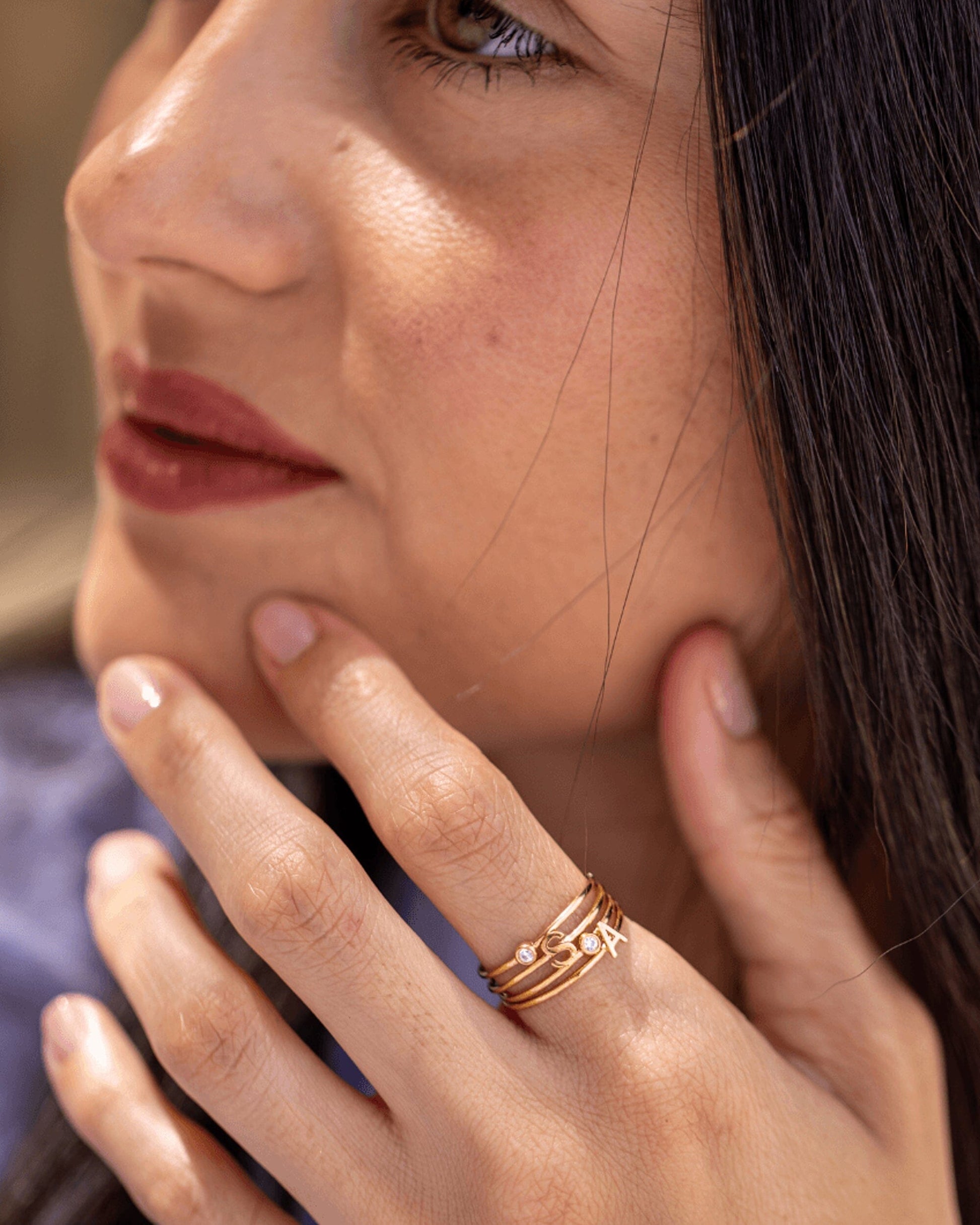 Stackable Initial Ring(s) - 18K Rose Vermeil Rings magal-dev