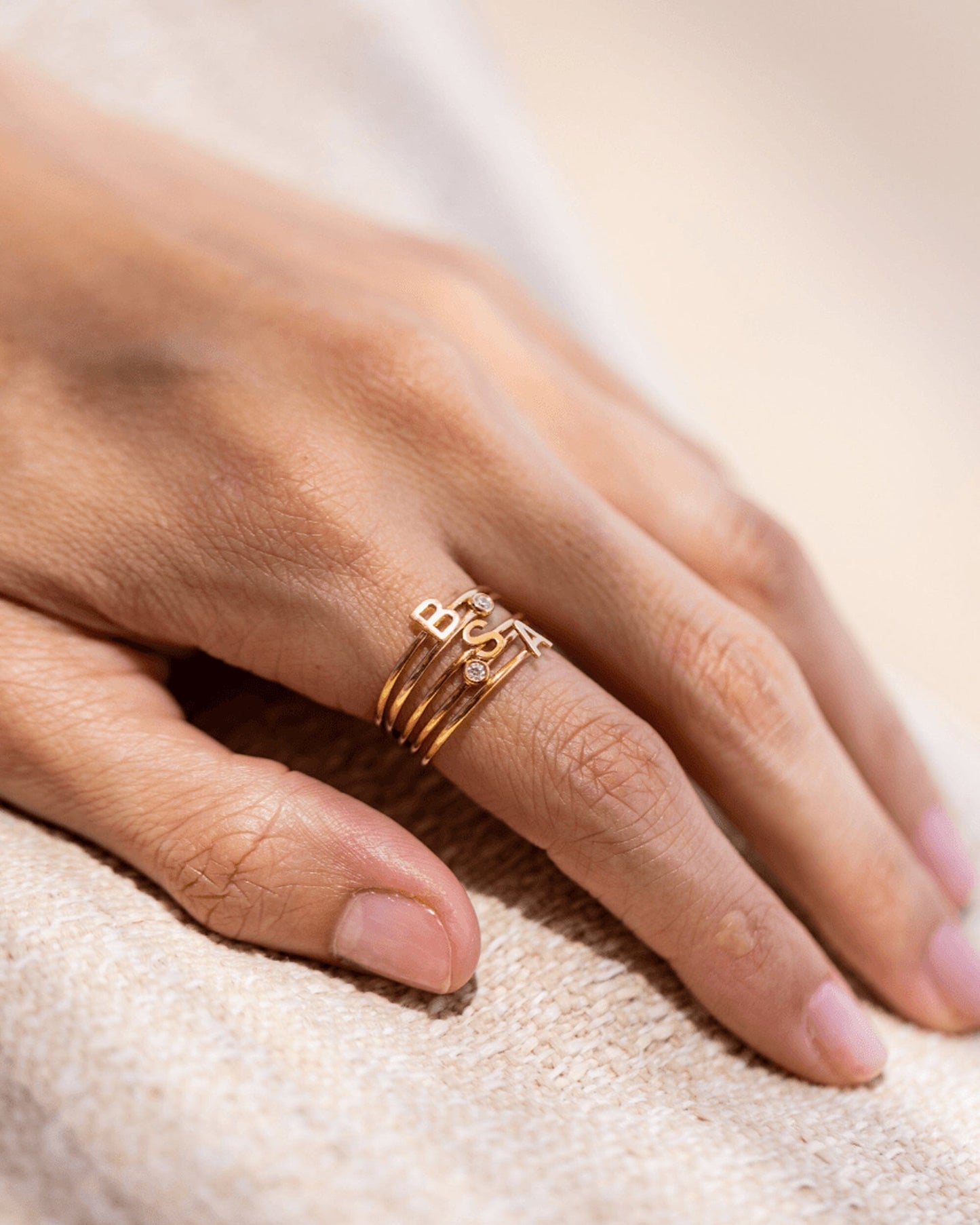 Stackable Initial Ring(s) - 14K Rose Gold Rings magal-dev