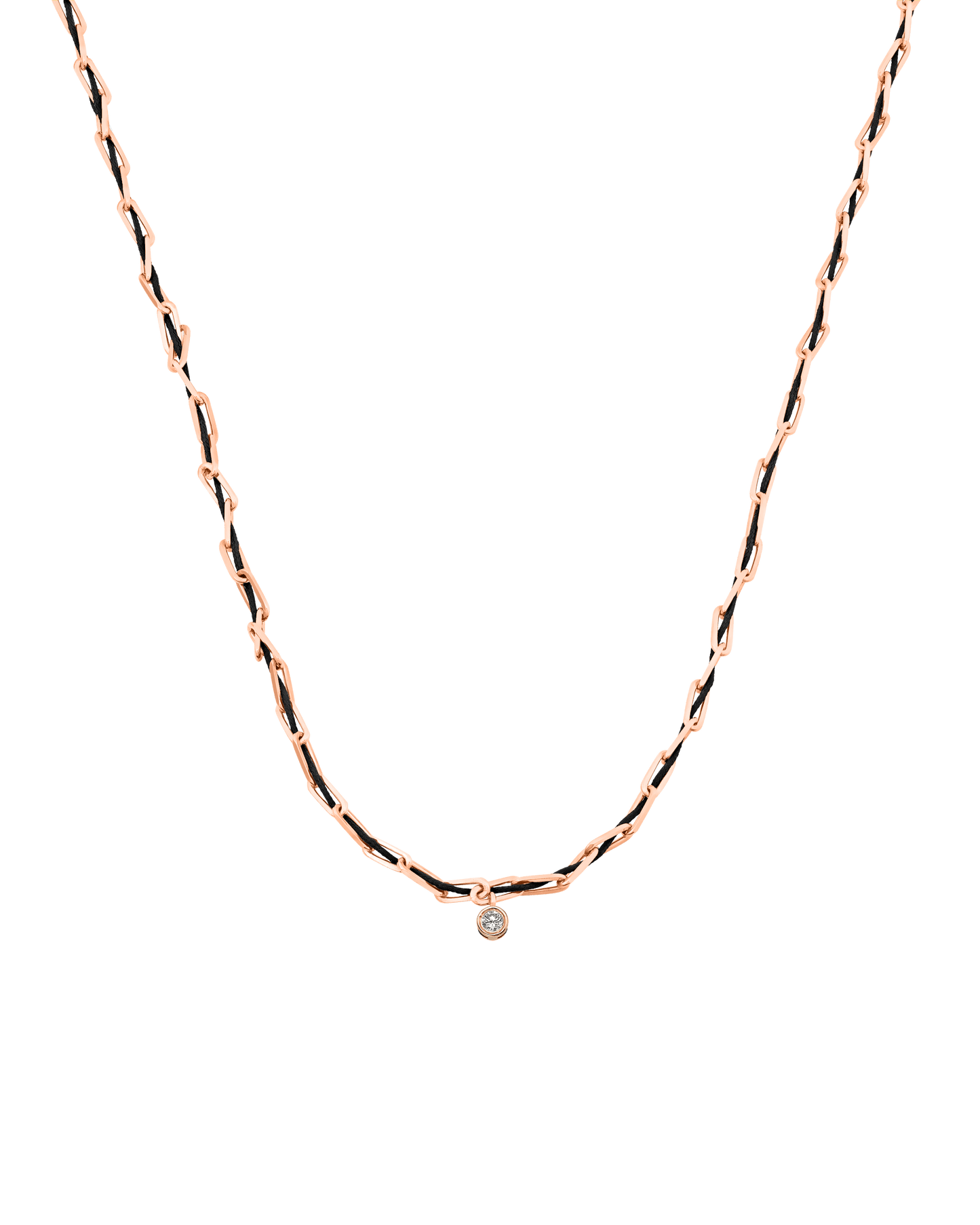 Twine Diamond Necklace - 18K Rose Vermeil Necklaces magal-dev Black Large: 0.10ct 16"
