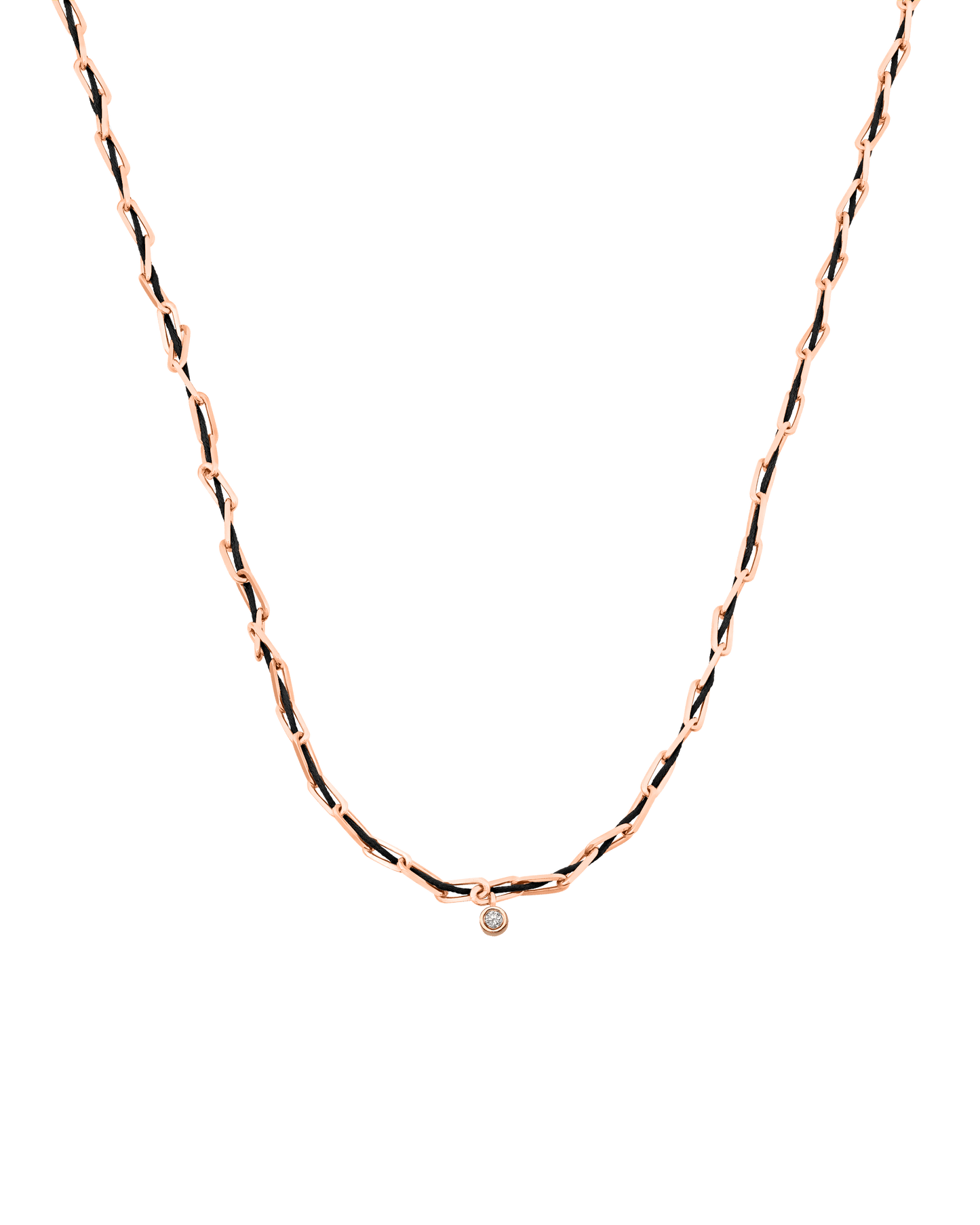 Twine Diamond Necklace - 18K Rose Vermeil Necklaces magal-dev Black Medium: 0.05ct 16"