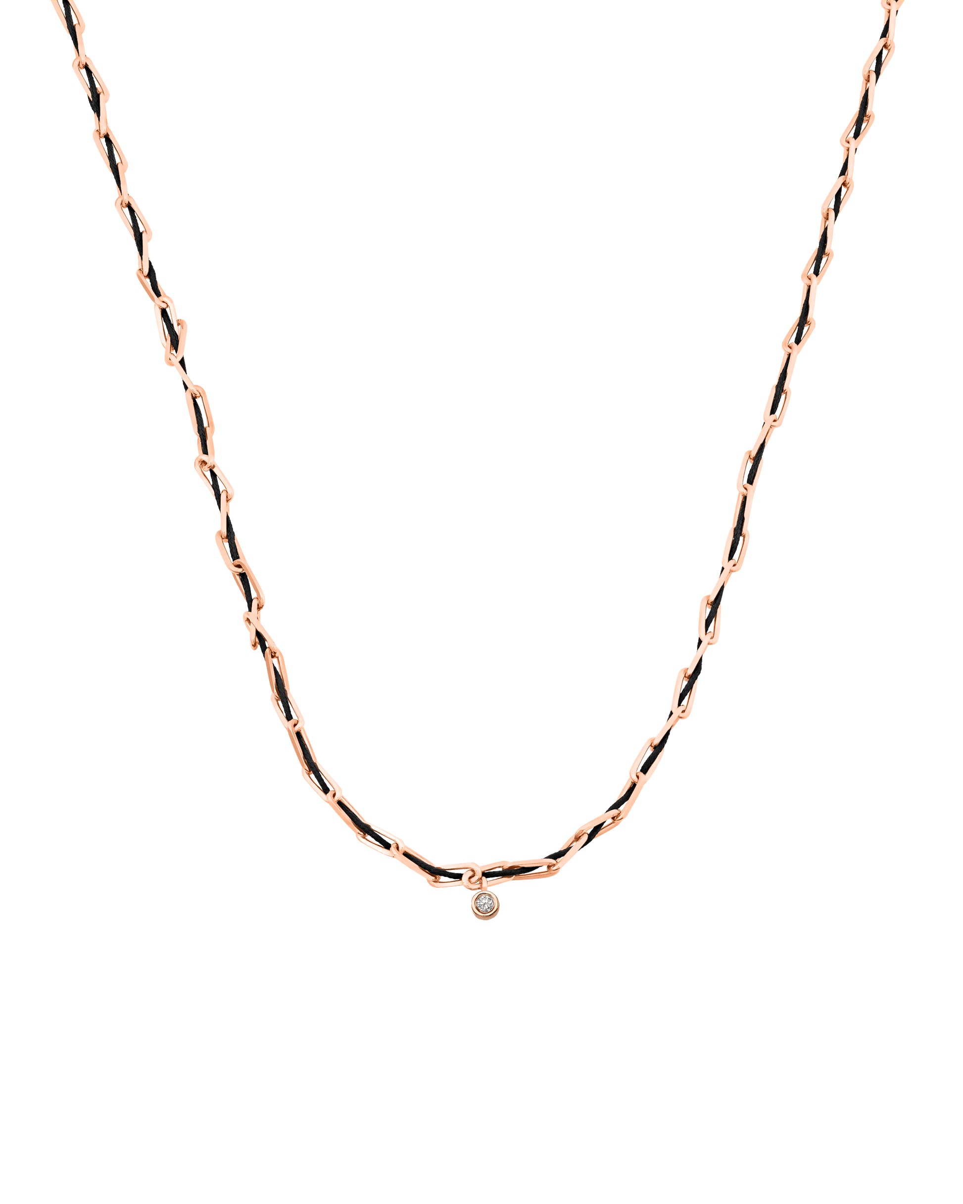 Twine Diamond Necklace - 18K Rose Vermeil Necklaces magal-dev Black Medium: 0.05ct 16"