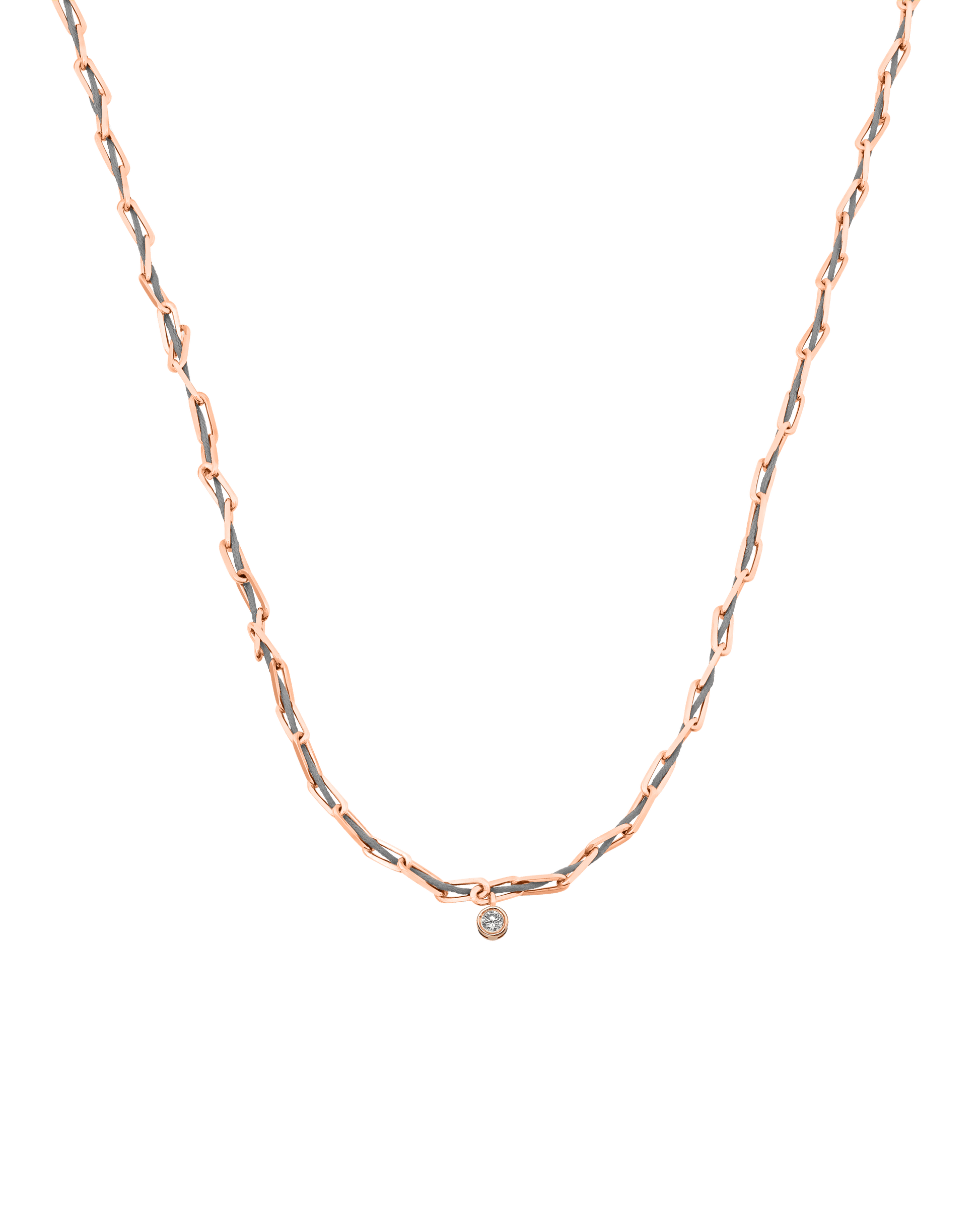 Twine Diamond Necklace - 18K Rose Vermeil Necklaces magal-dev Grey Large: 0.10ct 16"
