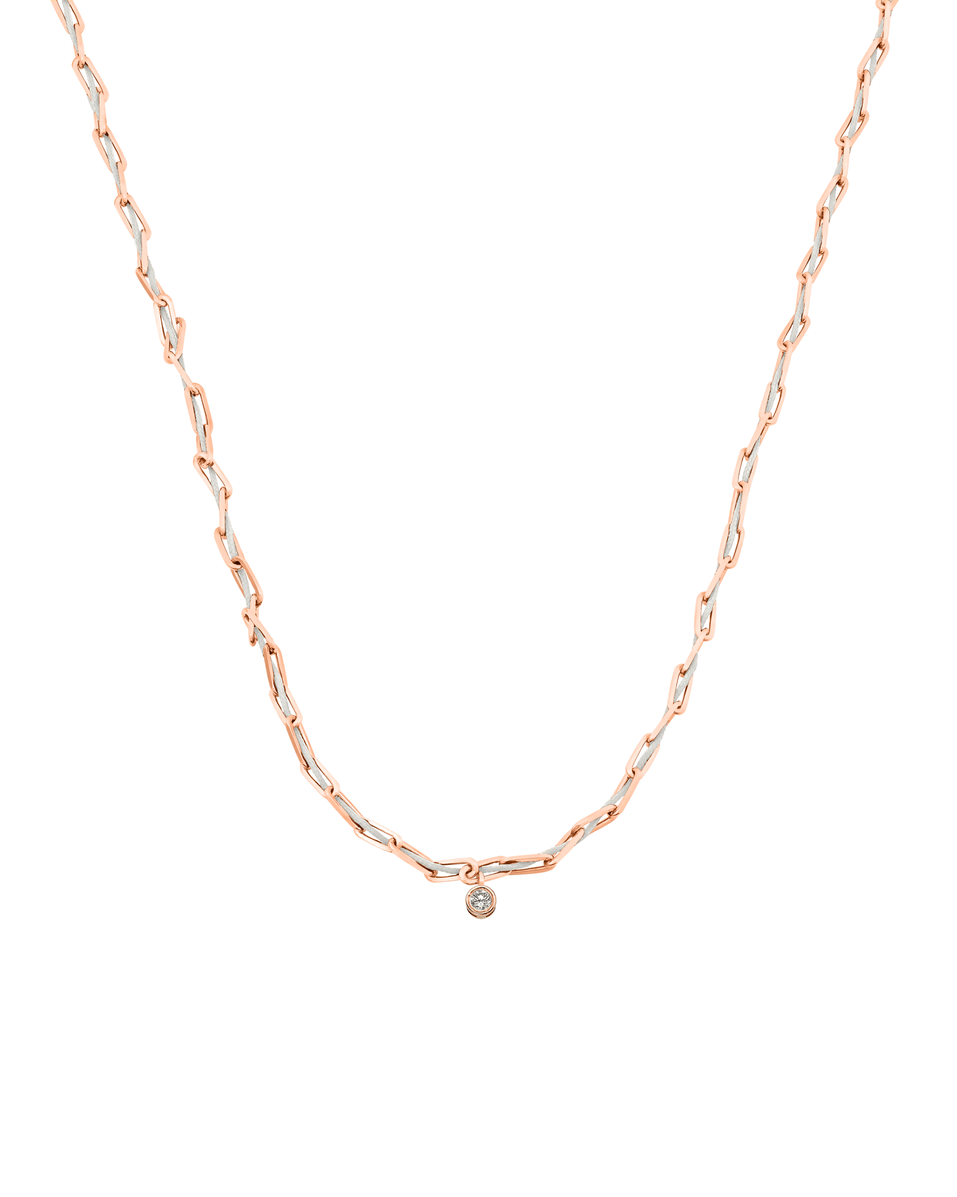 Twine Diamond Necklace - 18K Rose Vermeil Necklaces magal-dev Pearl Large: 0.10ct 16"