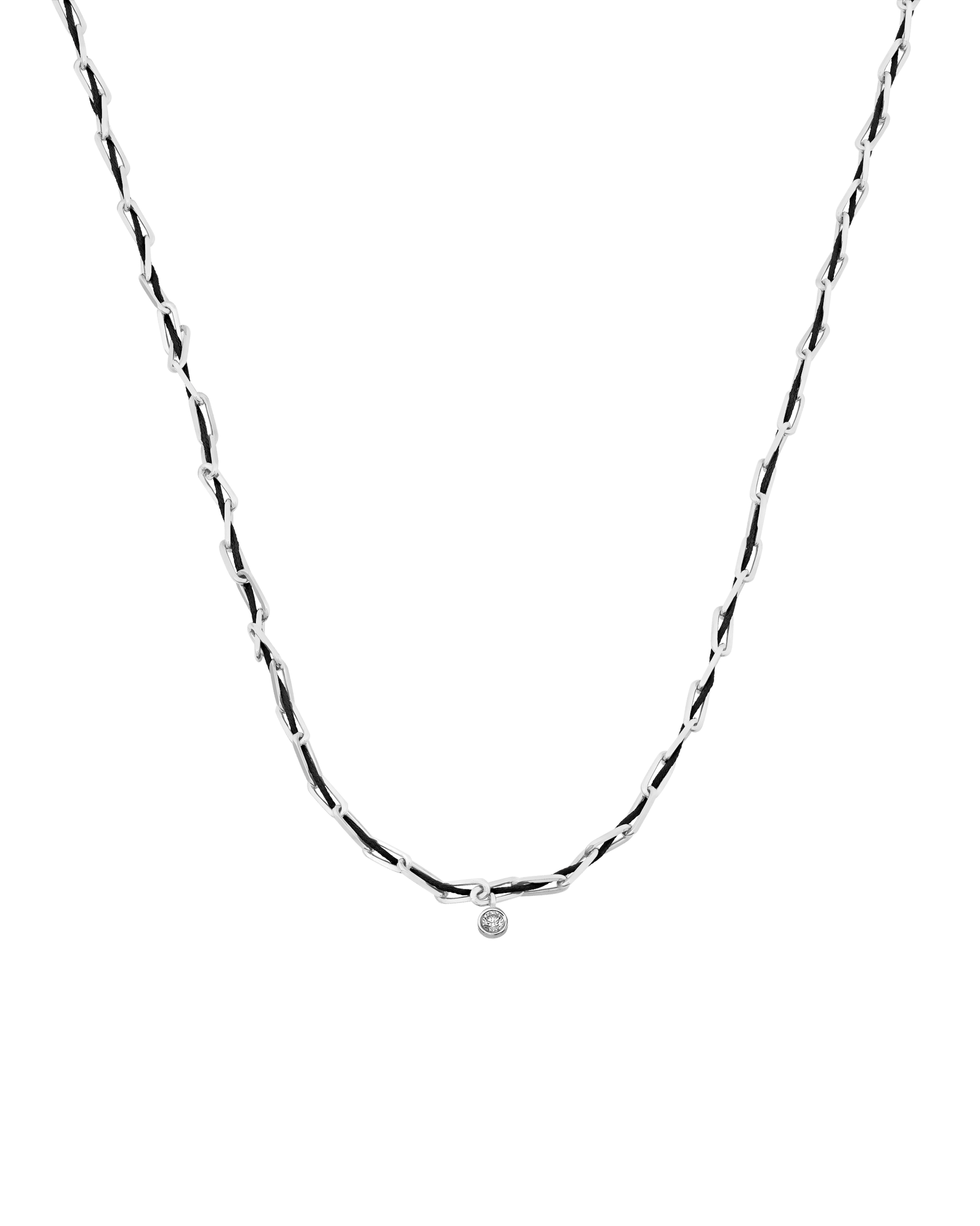 Twine Diamond Necklace - 925 Sterling Silver Necklaces magal-dev Black Large: 0.10ct 16"
