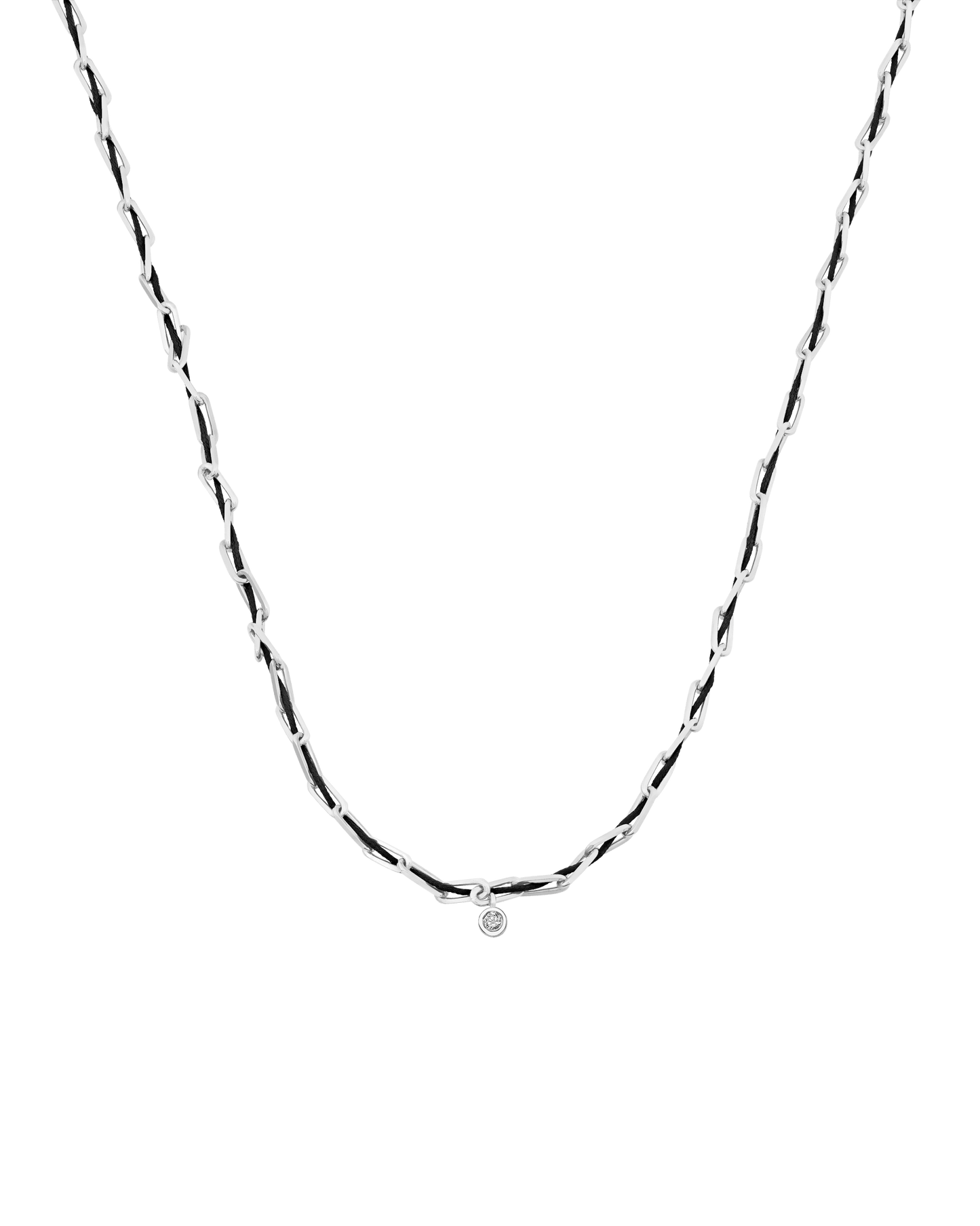 Twine Diamond Necklace - 925 Sterling Silver Necklaces magal-dev Black Medium: 0.05ct 16"
