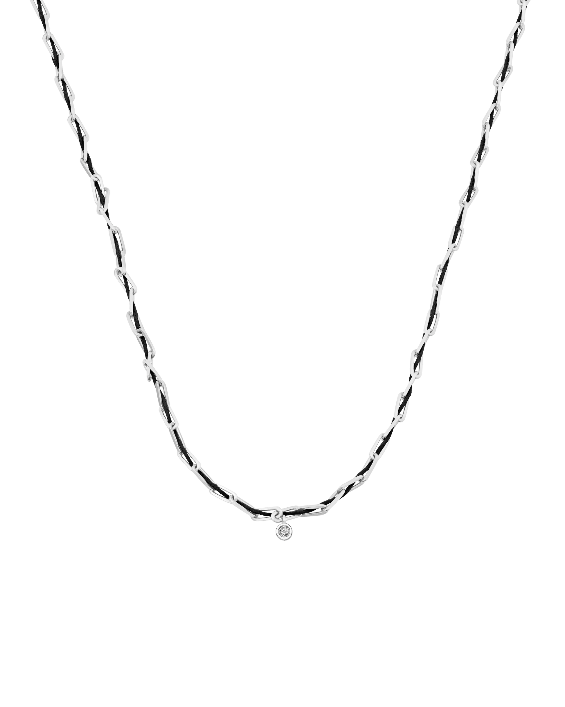 Twine Diamond Necklace - 925 Sterling Silver Necklaces magal-dev Black Medium: 0.05ct 16"