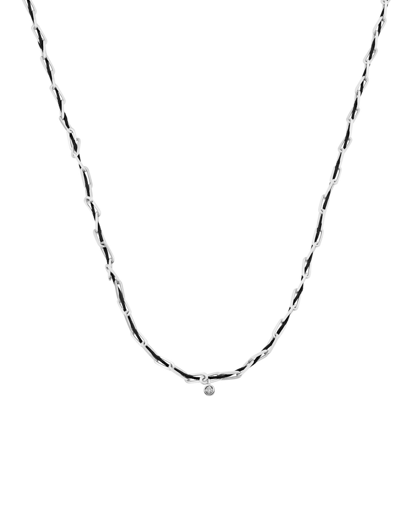 Twine Diamond Necklace - 925 Sterling Silver Necklaces magal-dev Black Small: 0.03ct 16"