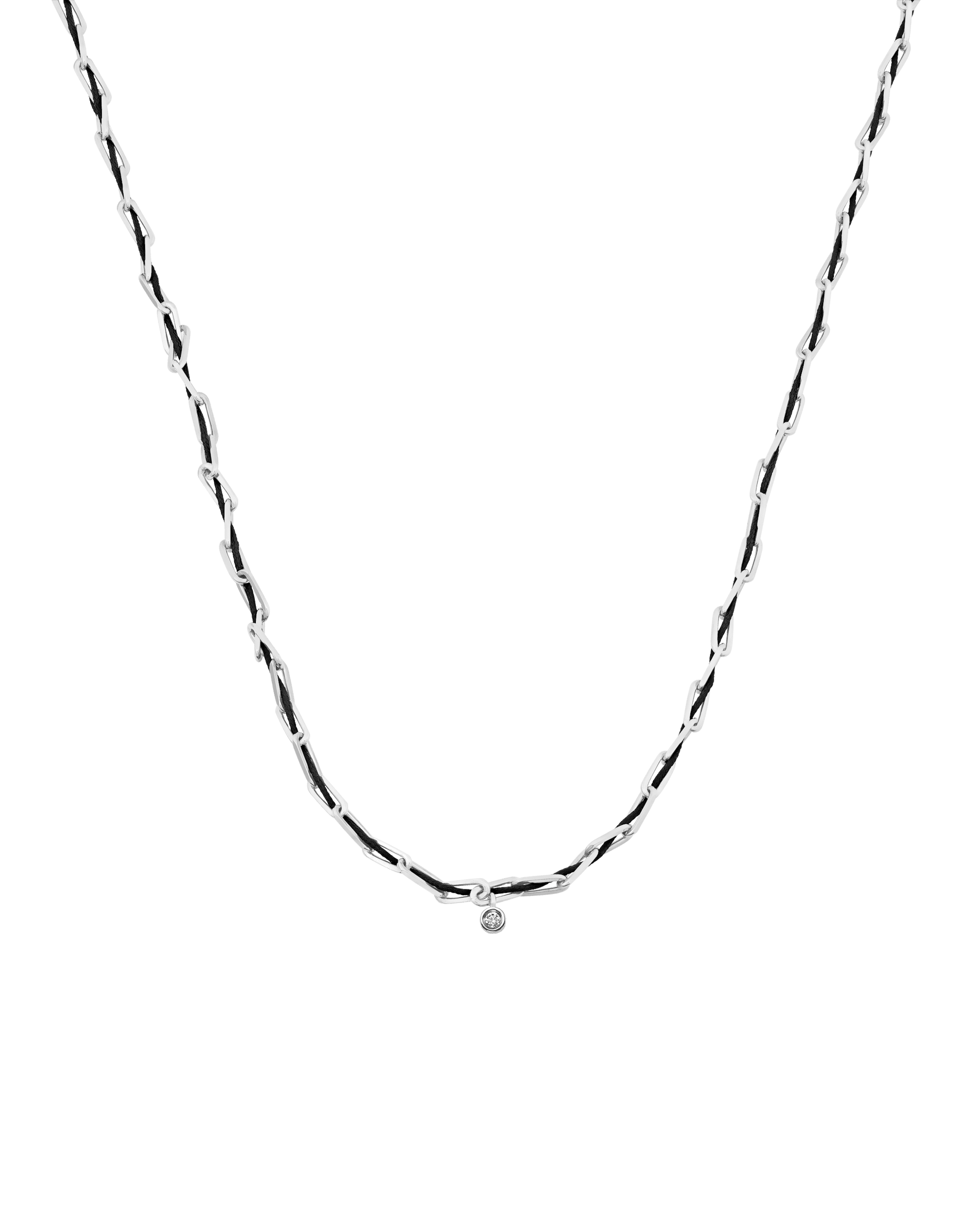 Twine Diamond Necklace - 925 Sterling Silver Necklaces magal-dev Black Small: 0.03ct 16"