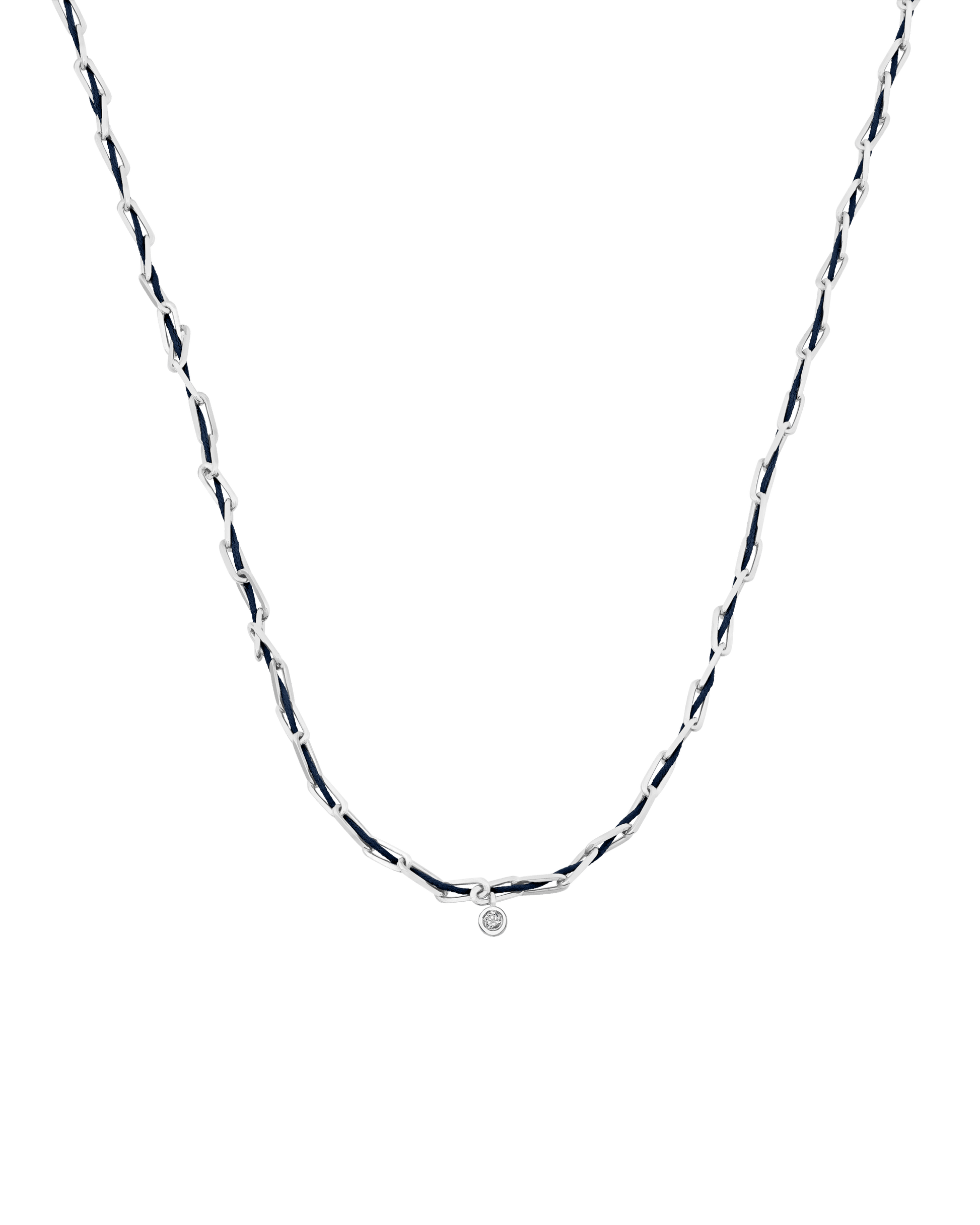 Twine Diamond Necklace - 925 Sterling Silver Necklaces magal-dev Navy Blue Medium: 0.05ct 16"