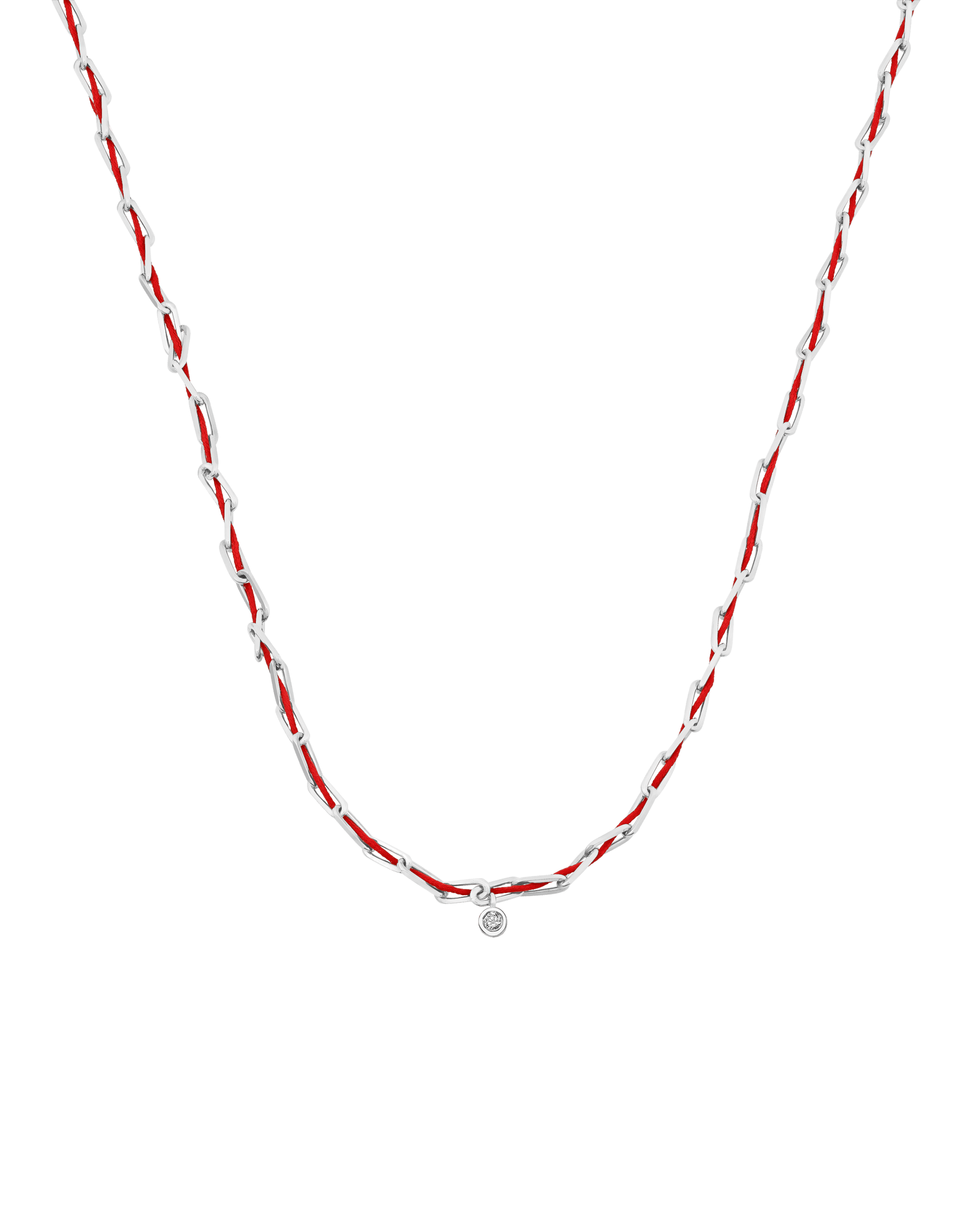 Twine Diamond Necklace - 925 Sterling Silver Necklaces magal-dev Red Medium: 0.05ct 16"
