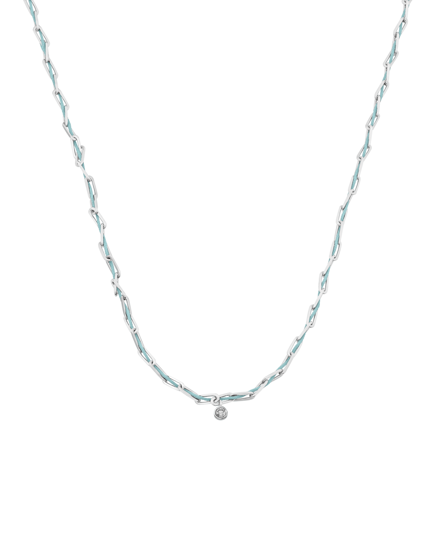 Twine Diamond Necklace - 925 Sterling Silver Necklaces magal-dev Turquoise Large: 0.10ct 16"