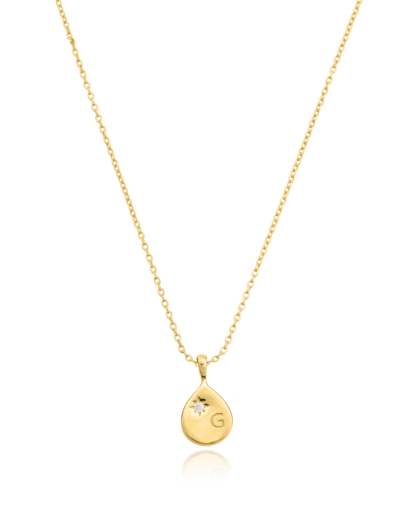 Diamond Drop Initial Necklace - 18K Gold Vermeil Necklaces magal-dev 1 Drop 16”+2” extender