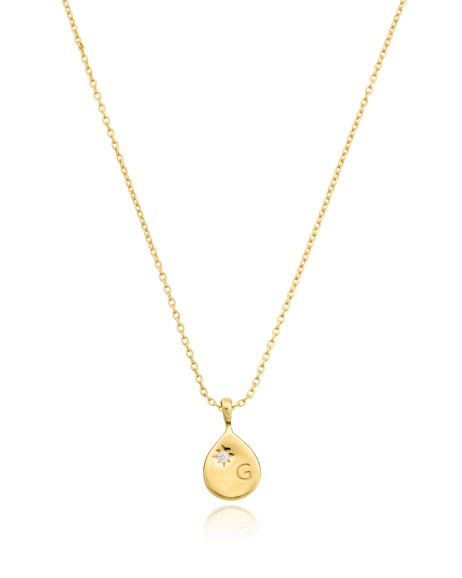 Diamond Drop Initial Necklace - 18K Gold Vermeil Necklaces magal-dev 1 Drop 16”+2” extender