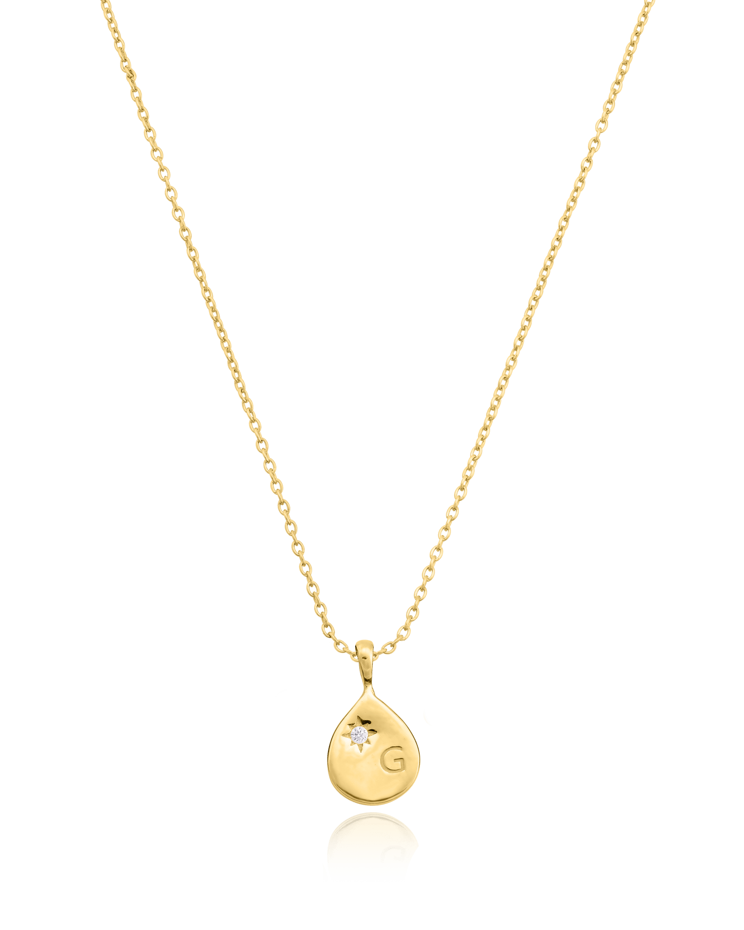 Single Diamond Drop Initial Necklace - 18K Gold Vermeil Necklaces magal-dev 1 Drop 16”+2” extender