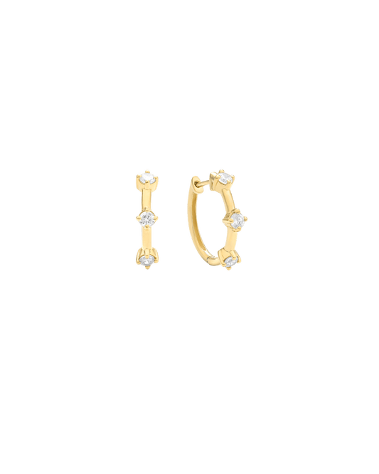 Triple Diamond Hoops - 14K Yellow Gold Earrings magal-dev
