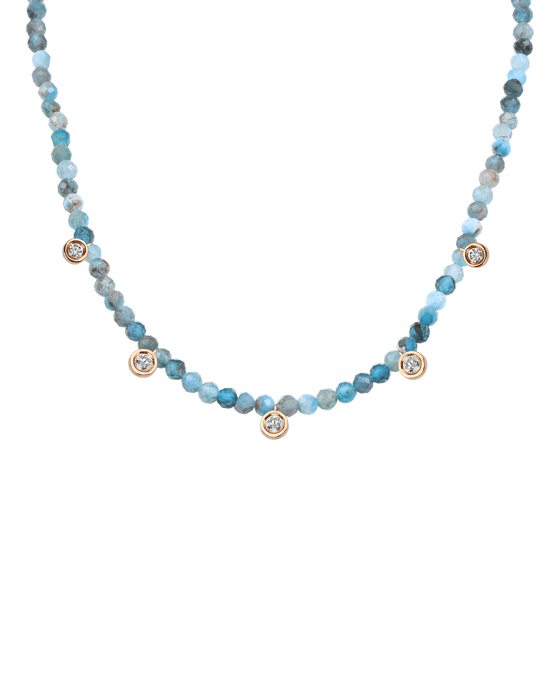 Moonstone Gemstone & Five diamonds Necklace - 14K Yellow Gold Necklaces magal-dev