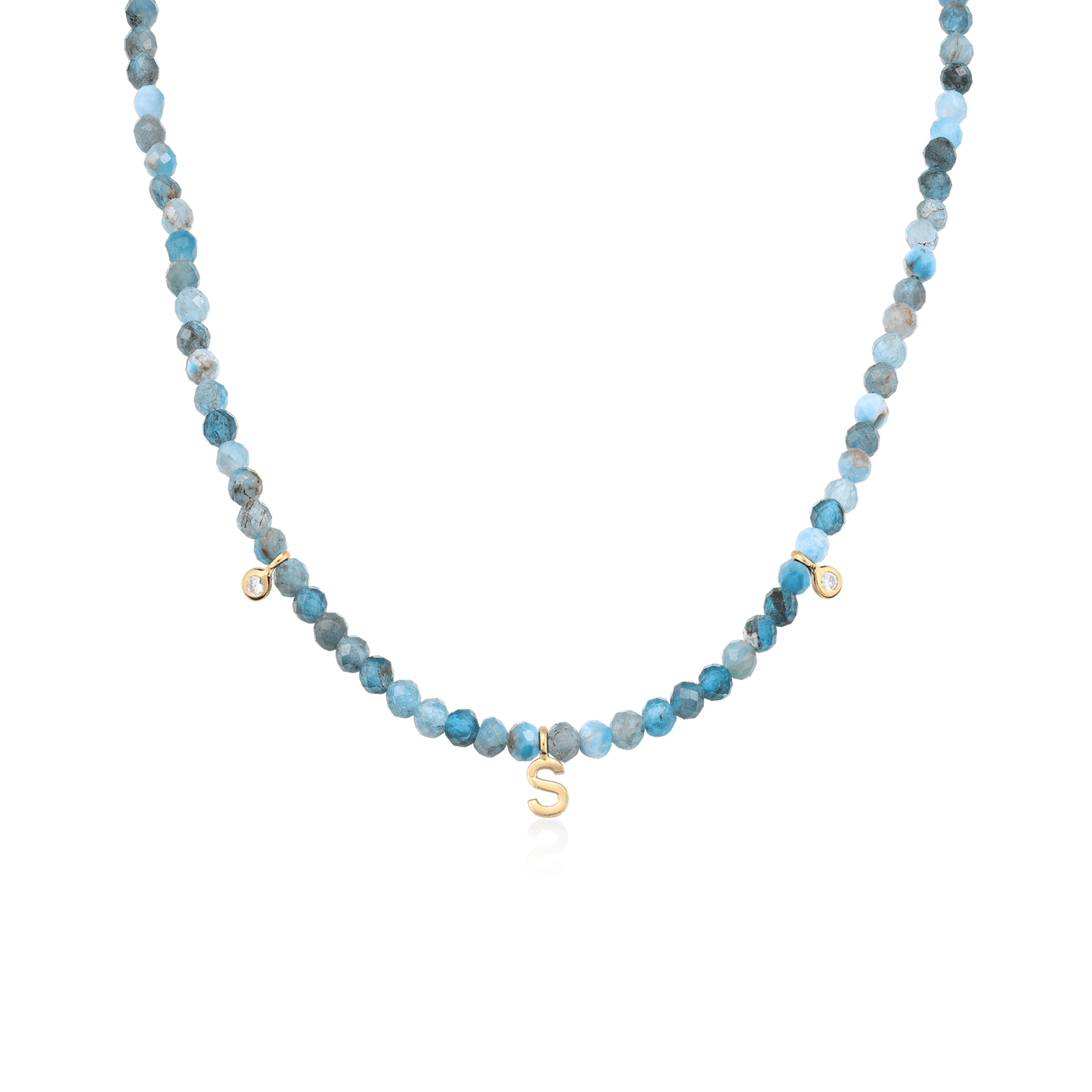 Alexis Necklace - 14K White Gold Necklaces magal-dev Natural Turquoise 14" - Collar