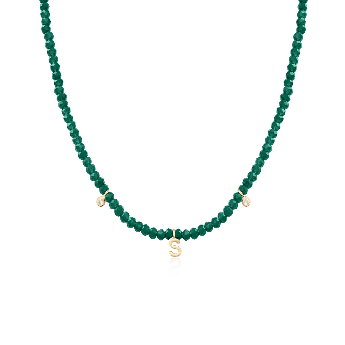 Alexis Necklace - 18K Gold Vermeil Necklaces Gold Vermeil Glass Beads Emerald