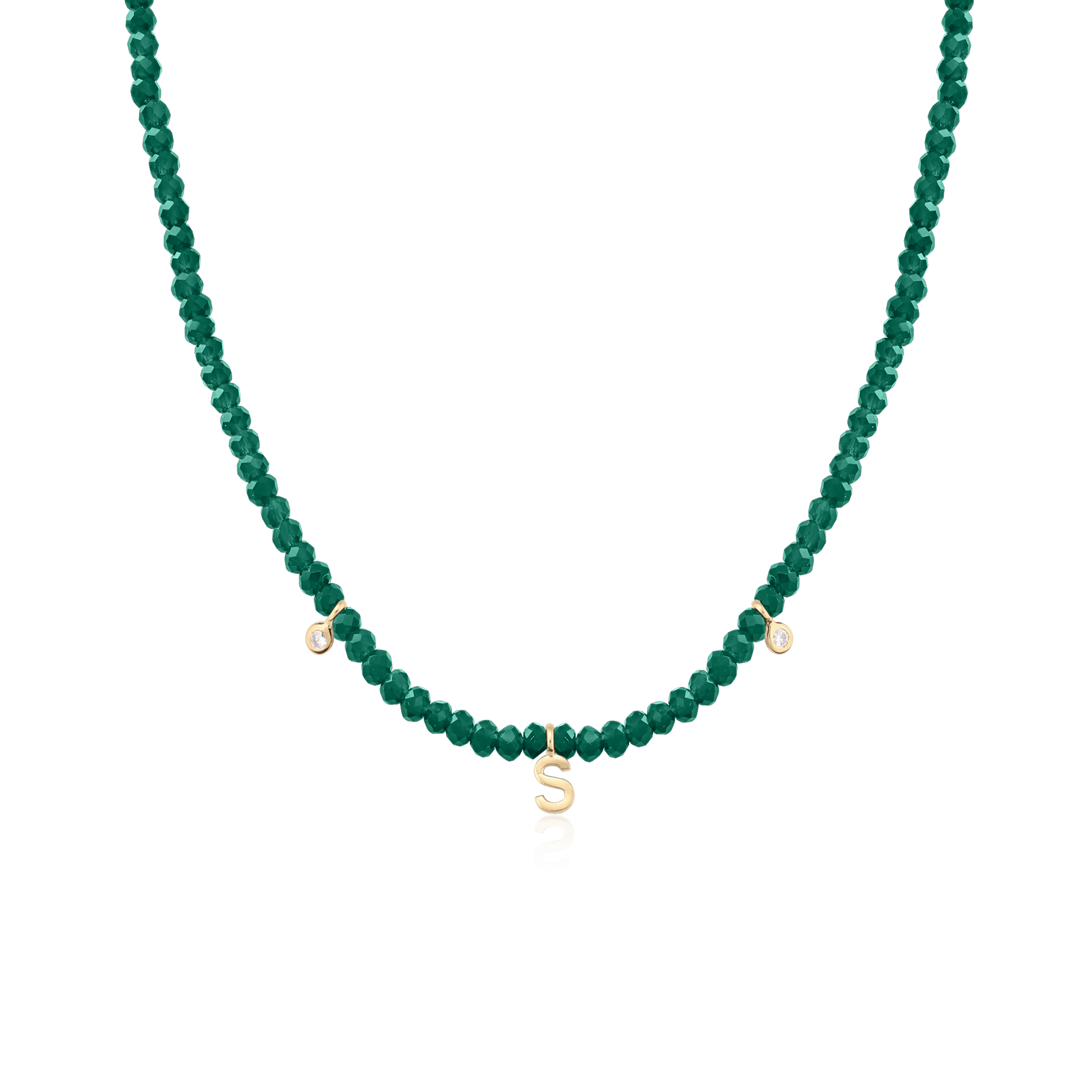 Alexis Necklace - 18K Gold Vermeil Necklaces Gold Vermeil Glass Beads Emerald