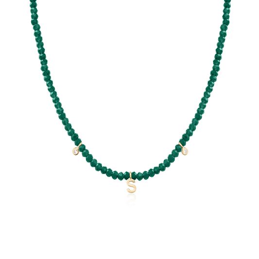Alexis Necklace - 18K Gold Vermeil Necklaces Gold Vermeil Glass Beads Emerald