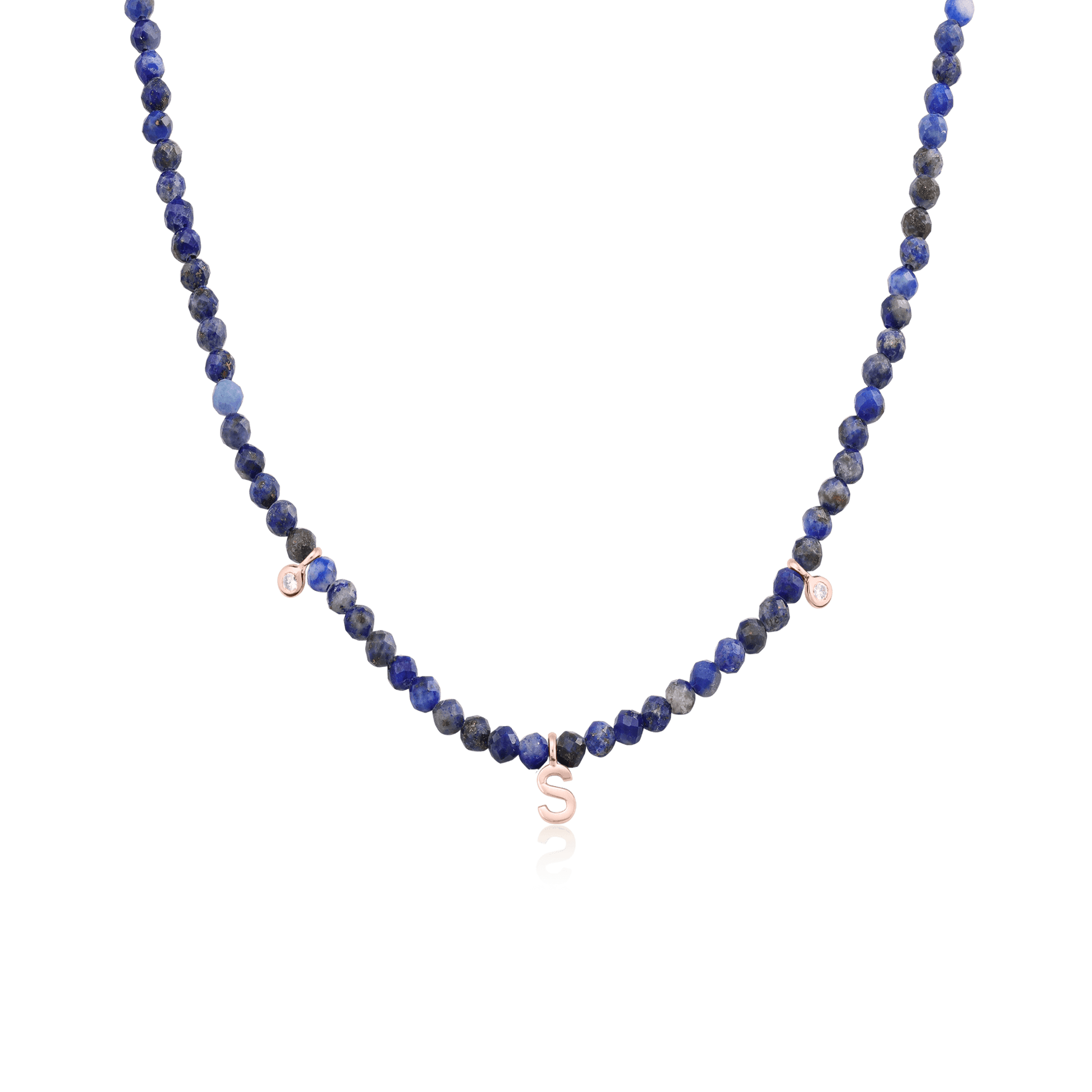 Alexis Necklace - 18K Rose Vermeil Necklaces Gold Vermeil Natural Blue Lapis