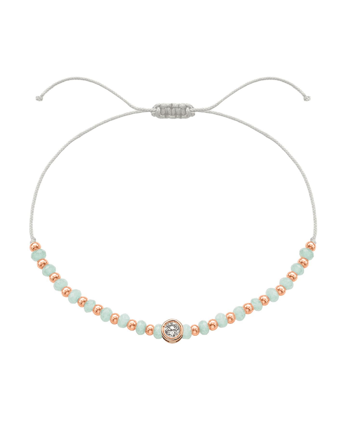Apatite Gemstone String of Love Bracelet for Inspiration - 14K Rose Gold Bracelets 14K Solid Gold Pearl Large: 0.1ct