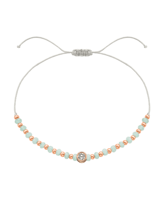 Apatite Gemstone String of Love Bracelet for Inspiration - 14K Rose Gold Bracelets 14K Solid Gold Pearl Large: 0.1ct
